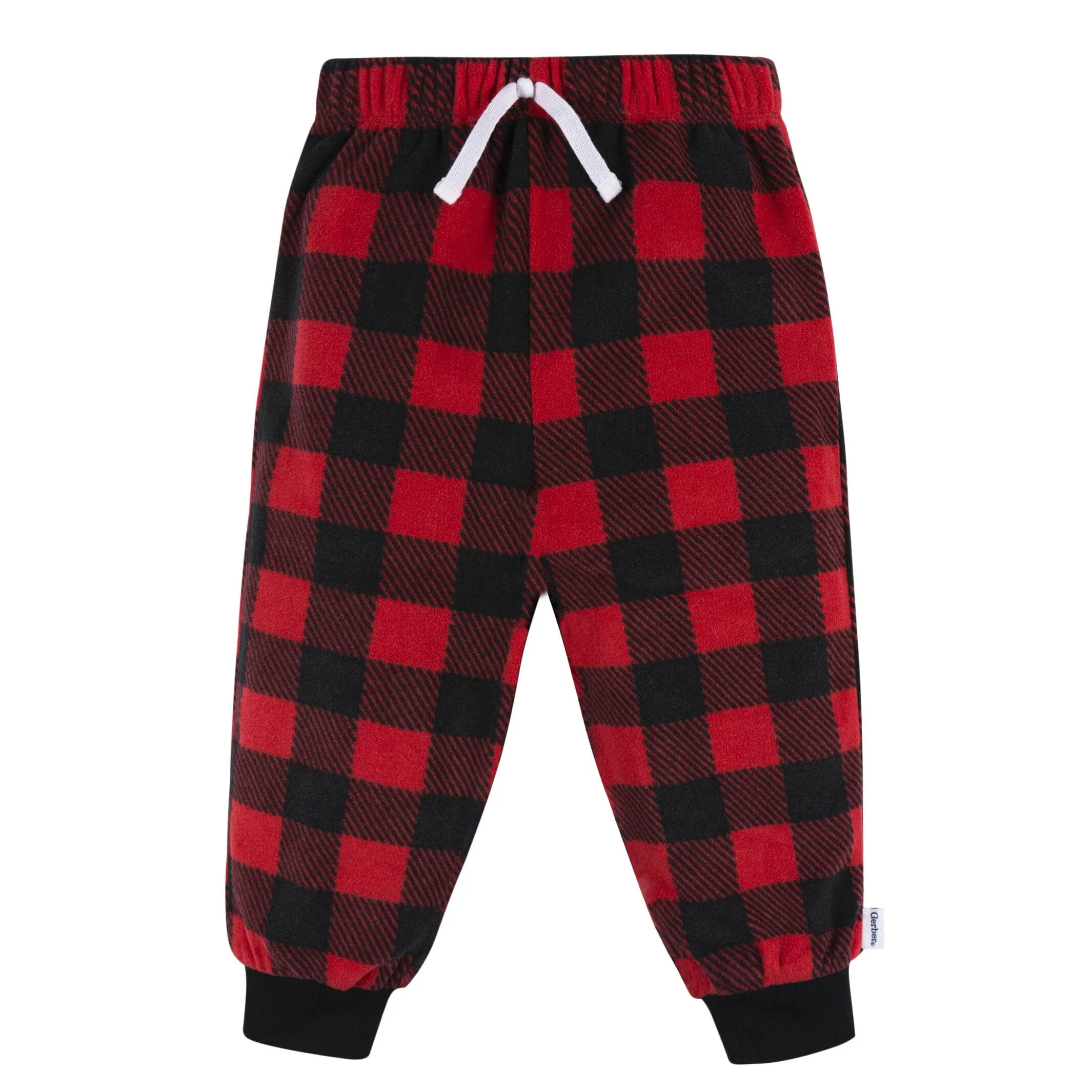2-Piece Infant & Toddler Boys Red Plaid Fleece Pajamas Gerber Childrenswea