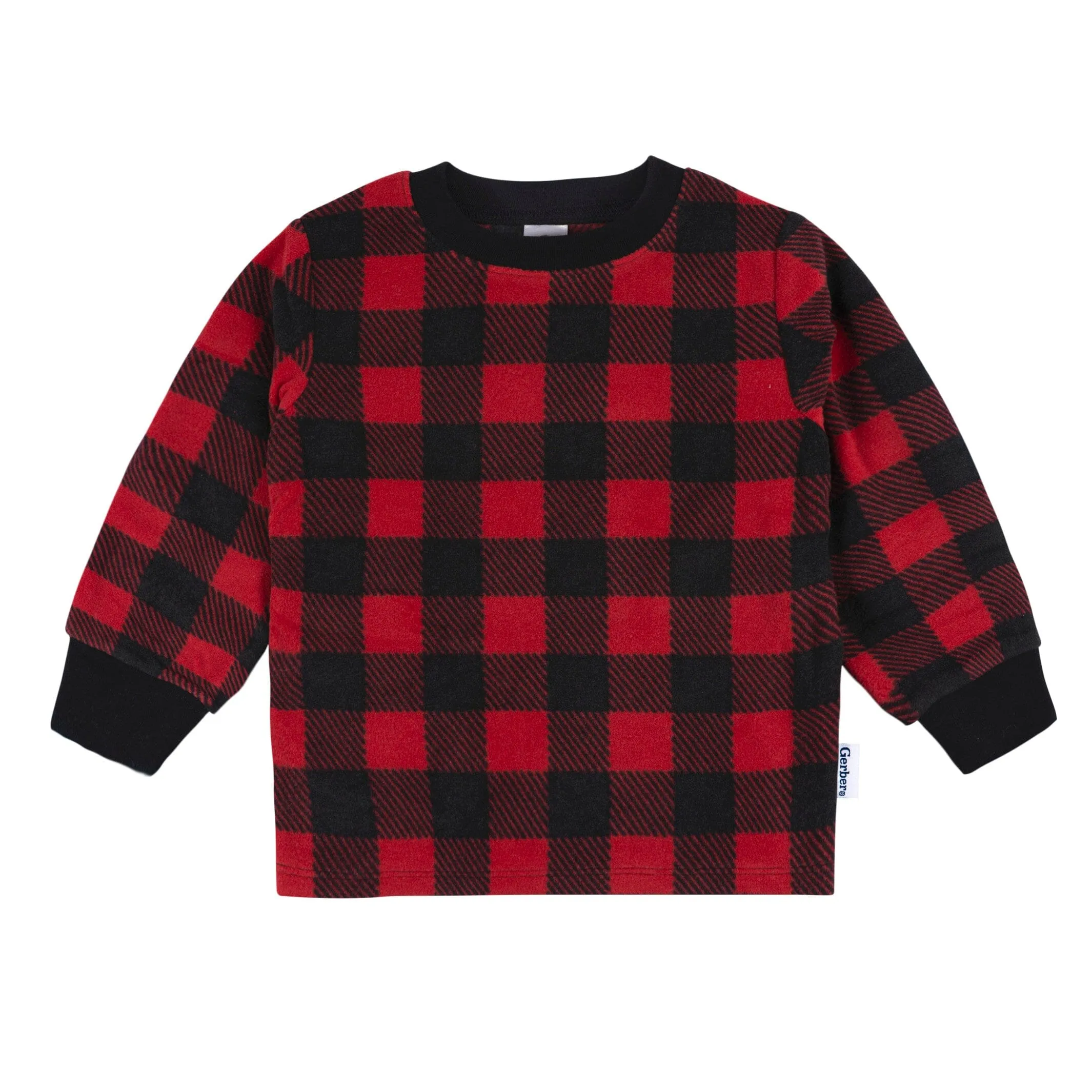 2-Piece Infant & Toddler Boys Red Plaid Fleece Pajamas Gerber Childrenswea