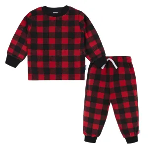 2-Piece Infant & Toddler Boys Red Plaid Fleece Pajamas Gerber Childrenswea