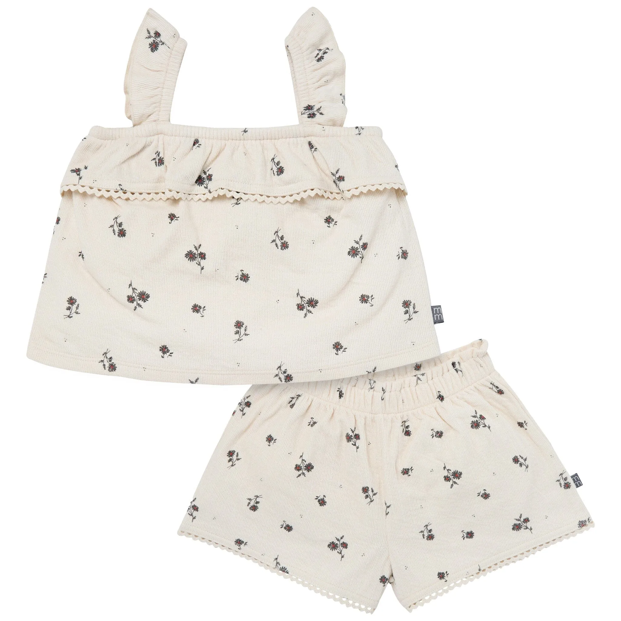 2-Piece Infant & Toddler Girls Beige Floral Top and Shorts Set Gerber Childrenswea