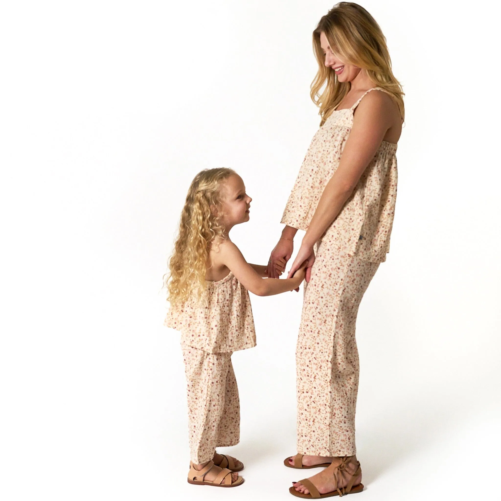 2-Piece Infant & Toddler Girls Beige Vine Floral Cropped Pants Set Gerber Childrenswea