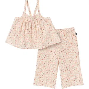 2-Piece Infant & Toddler Girls Beige Vine Floral Cropped Pants Set Gerber Childrenswea