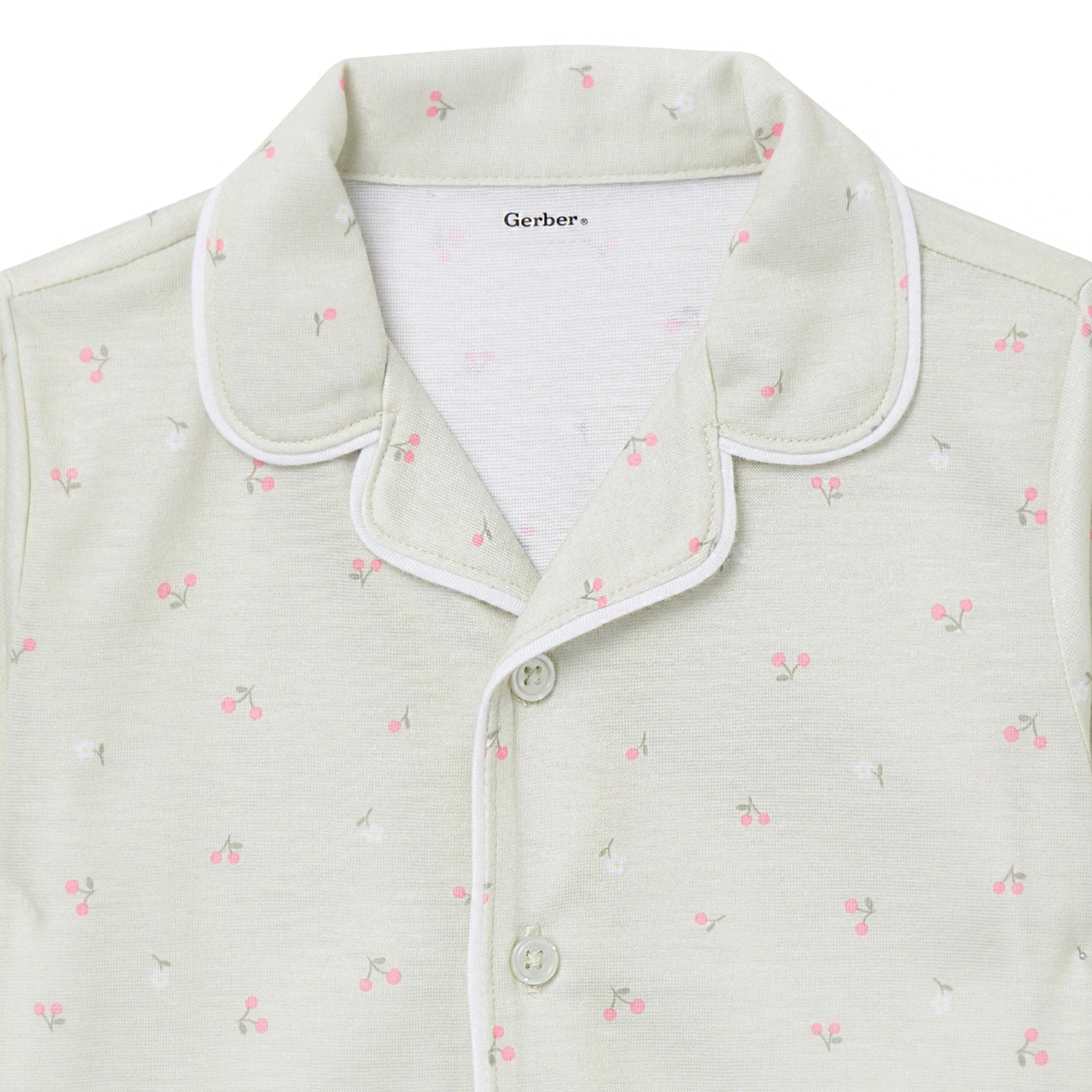 2-Piece Infant & Toddler Girls Cherries Button Up Pajama Shorts Set Gerber Childrenswea