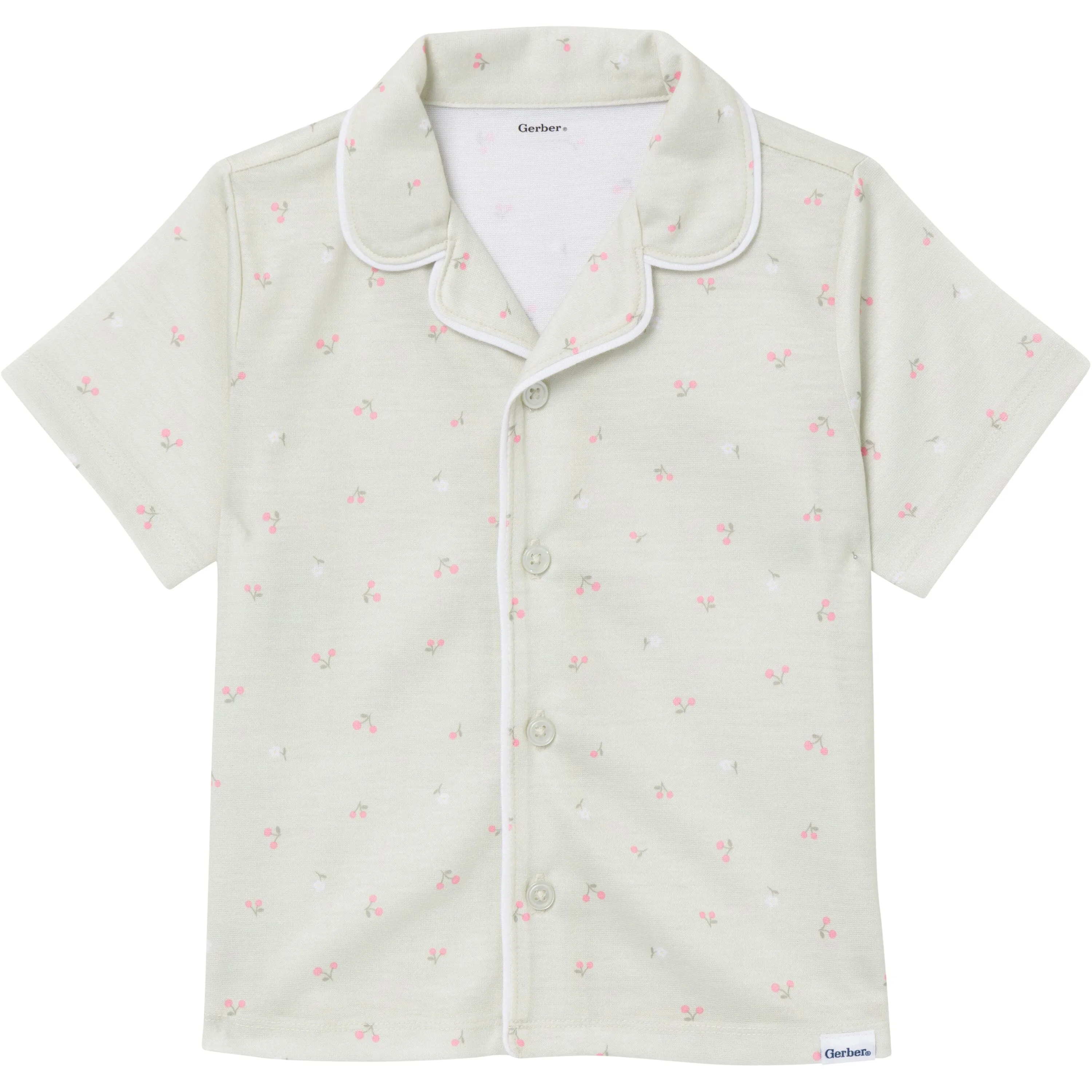 2-Piece Infant & Toddler Girls Cherries Button Up Pajama Shorts Set Gerber Childrenswea