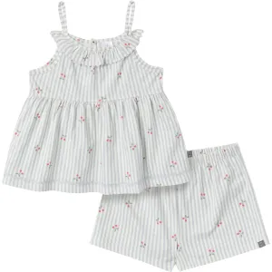 2-Piece Infant & Toddler Girls Cherry Stripes Ruffle Top and Shorts Set Gerber Childrenswea