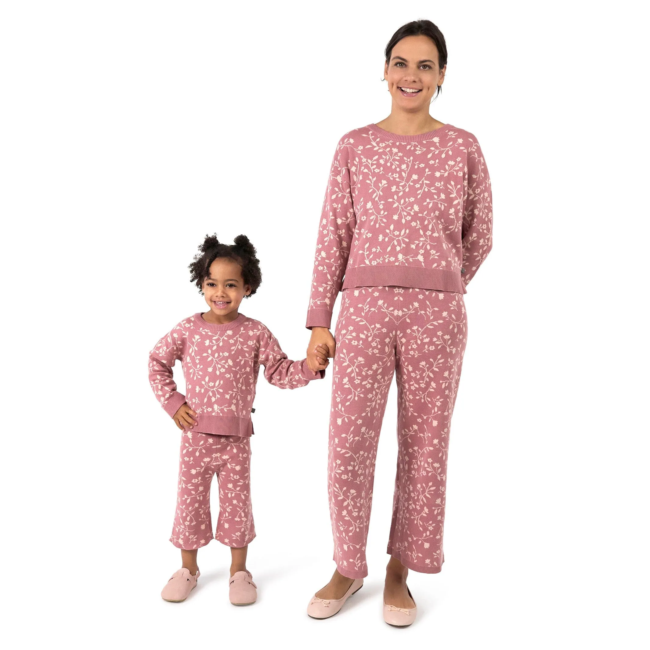 2-Piece Infant & Toddler Girls Dark Rose Branches Jacquard Sweater Set Gerber Childrenswea