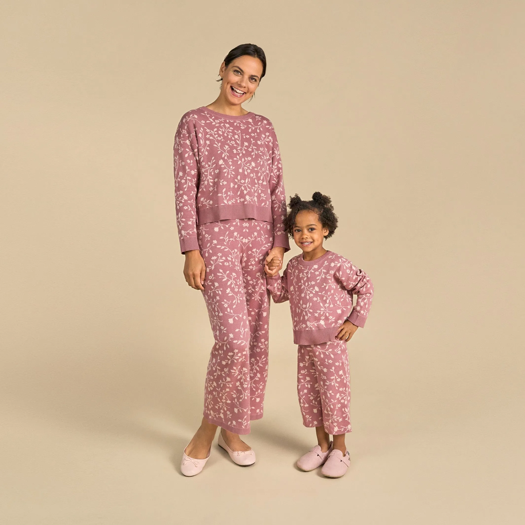 2-Piece Infant & Toddler Girls Dark Rose Branches Jacquard Sweater Set Gerber Childrenswea