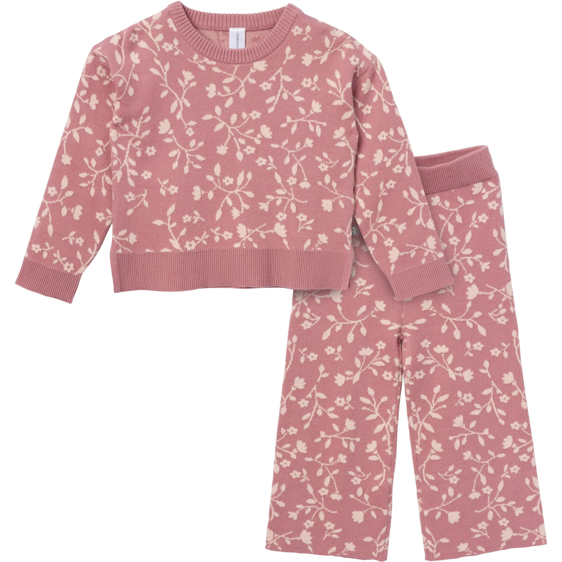 2-Piece Infant & Toddler Girls Dark Rose Branches Jacquard Sweater Set Gerber Childrenswea