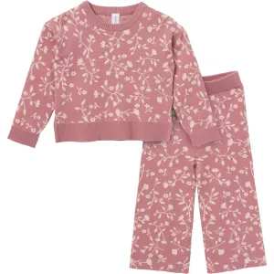 2-Piece Infant & Toddler Girls Dark Rose Branches Jacquard Sweater Set Gerber Childrenswea