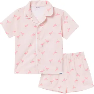 2-Piece Infant & Toddler Girls Flamingoes Button Up Pajama Shorts Set Gerber Childrenswea