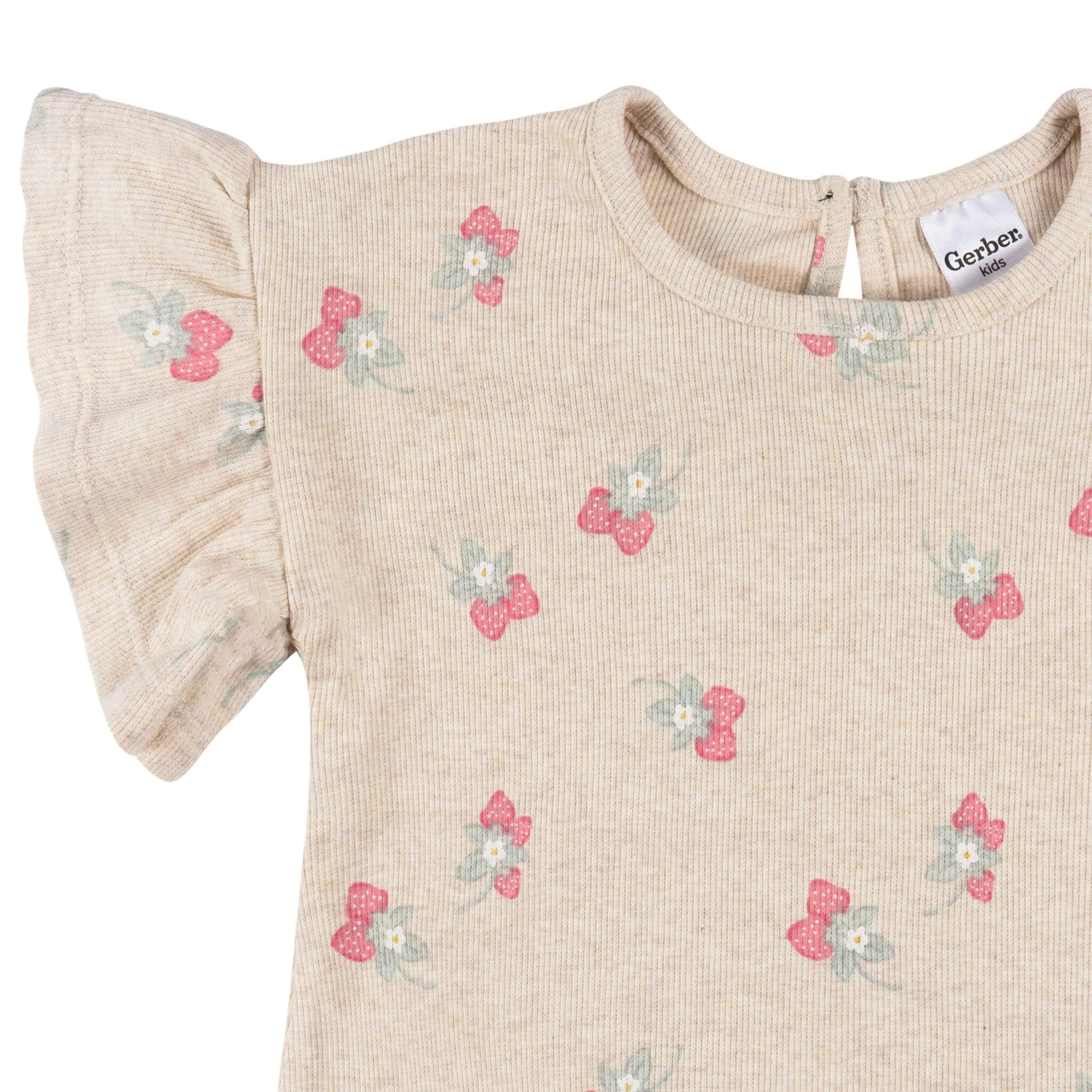 2-Piece Infant & Toddler Girls Heather Strawberry Shirt and Shorts Set Gerber Childrenswea