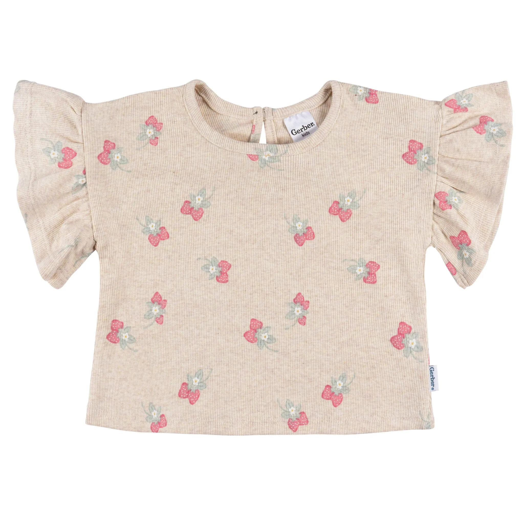 2-Piece Infant & Toddler Girls Heather Strawberry Shirt and Shorts Set Gerber Childrenswea