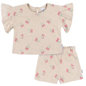 2-Piece Infant & Toddler Girls Heather Strawberry Shirt and Shorts Set Gerber Childrenswea
