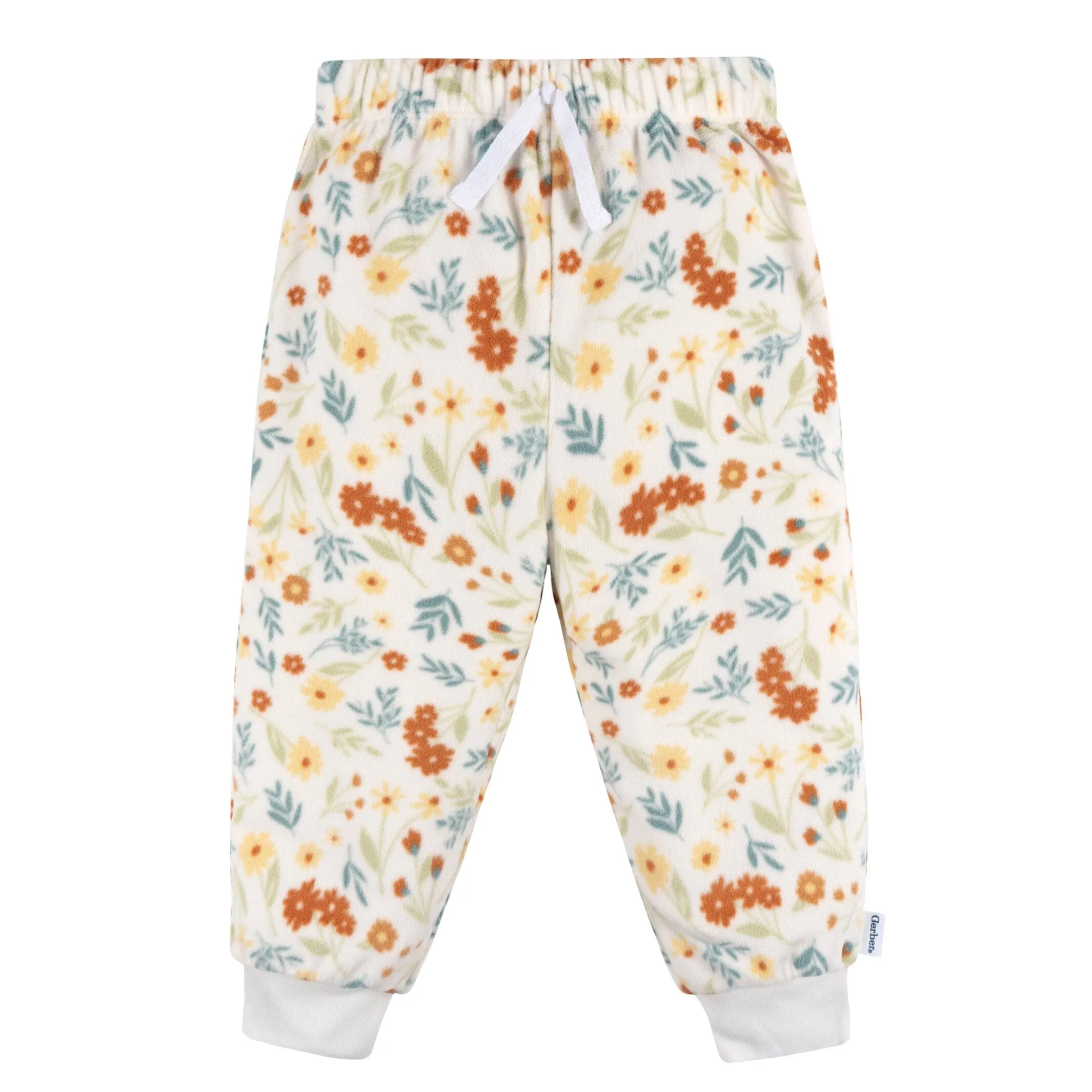 2-Piece Infant & Toddler Girls Ivory Floral Fleece Pajamas Gerber Childrenswea