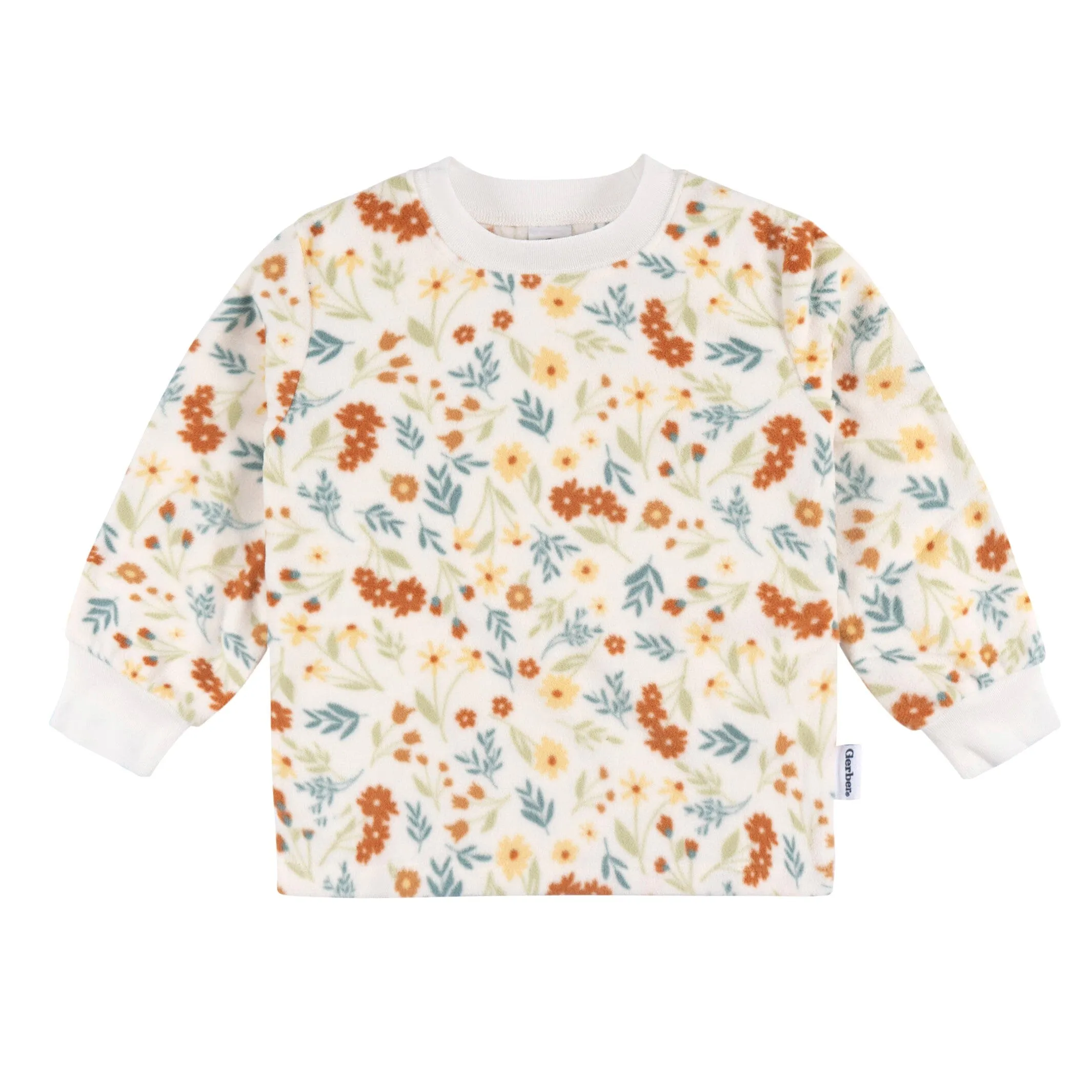 2-Piece Infant & Toddler Girls Ivory Floral Fleece Pajamas Gerber Childrenswea
