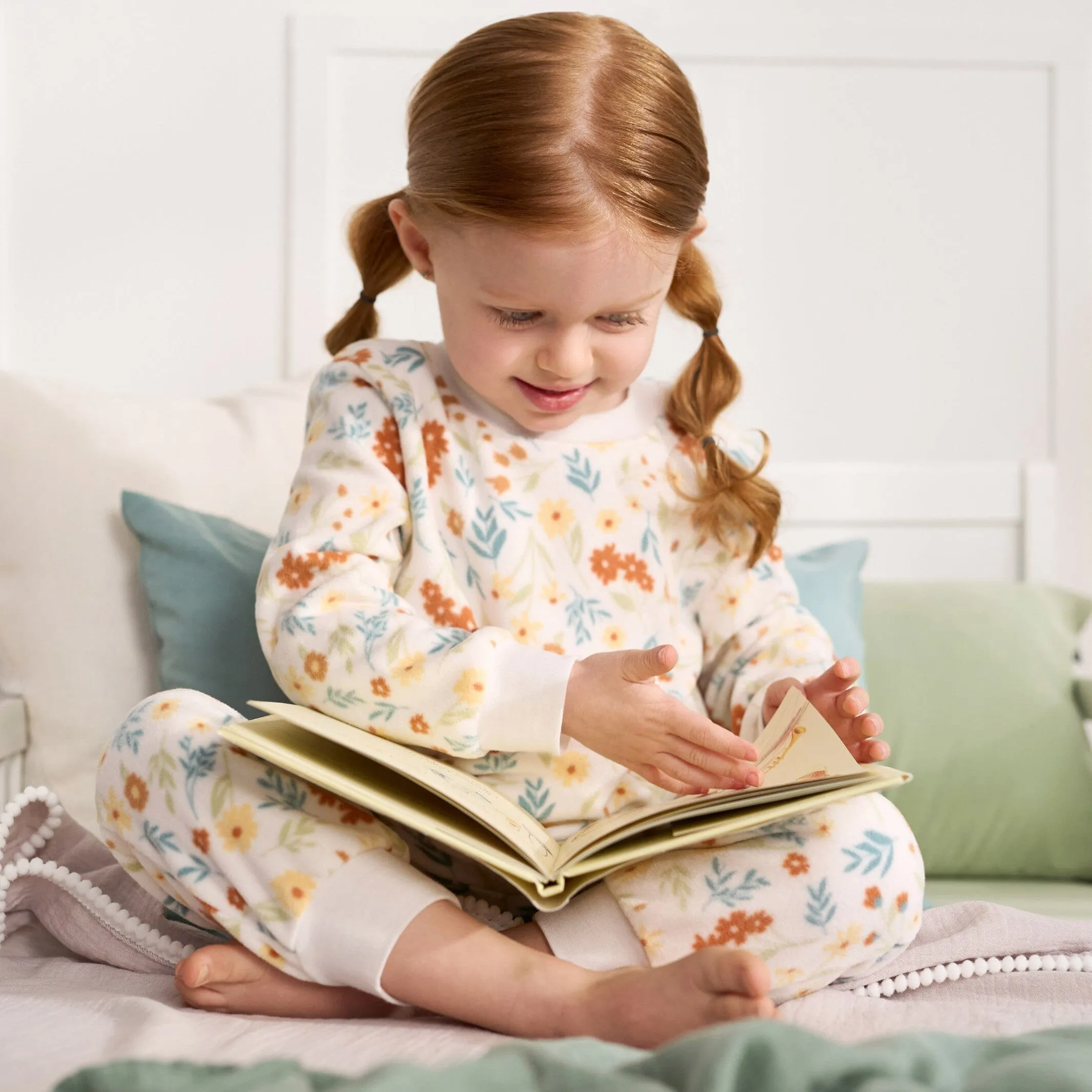 2-Piece Infant & Toddler Girls Ivory Floral Fleece Pajamas Gerber Childrenswea