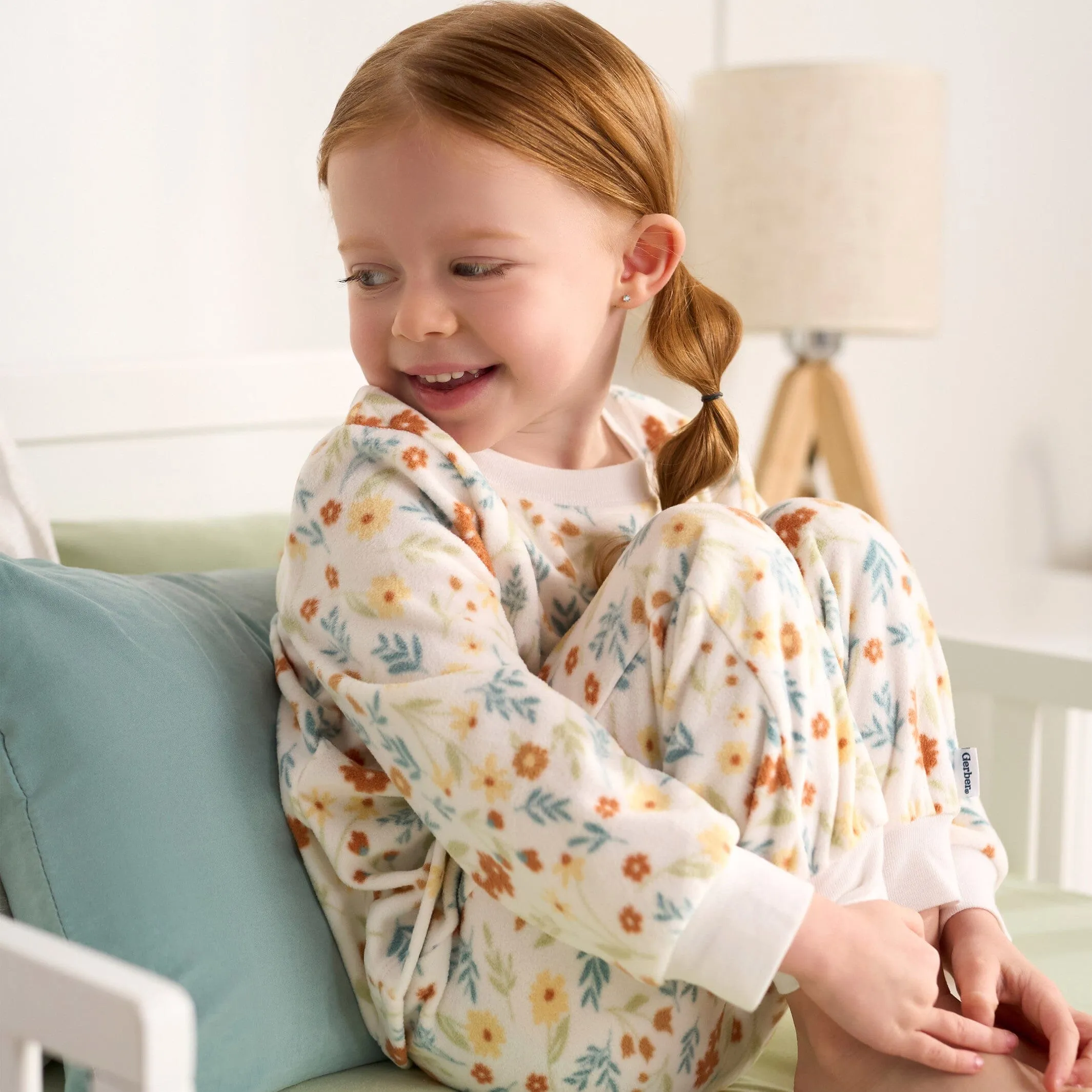 2-Piece Infant & Toddler Girls Ivory Floral Fleece Pajamas Gerber Childrenswea