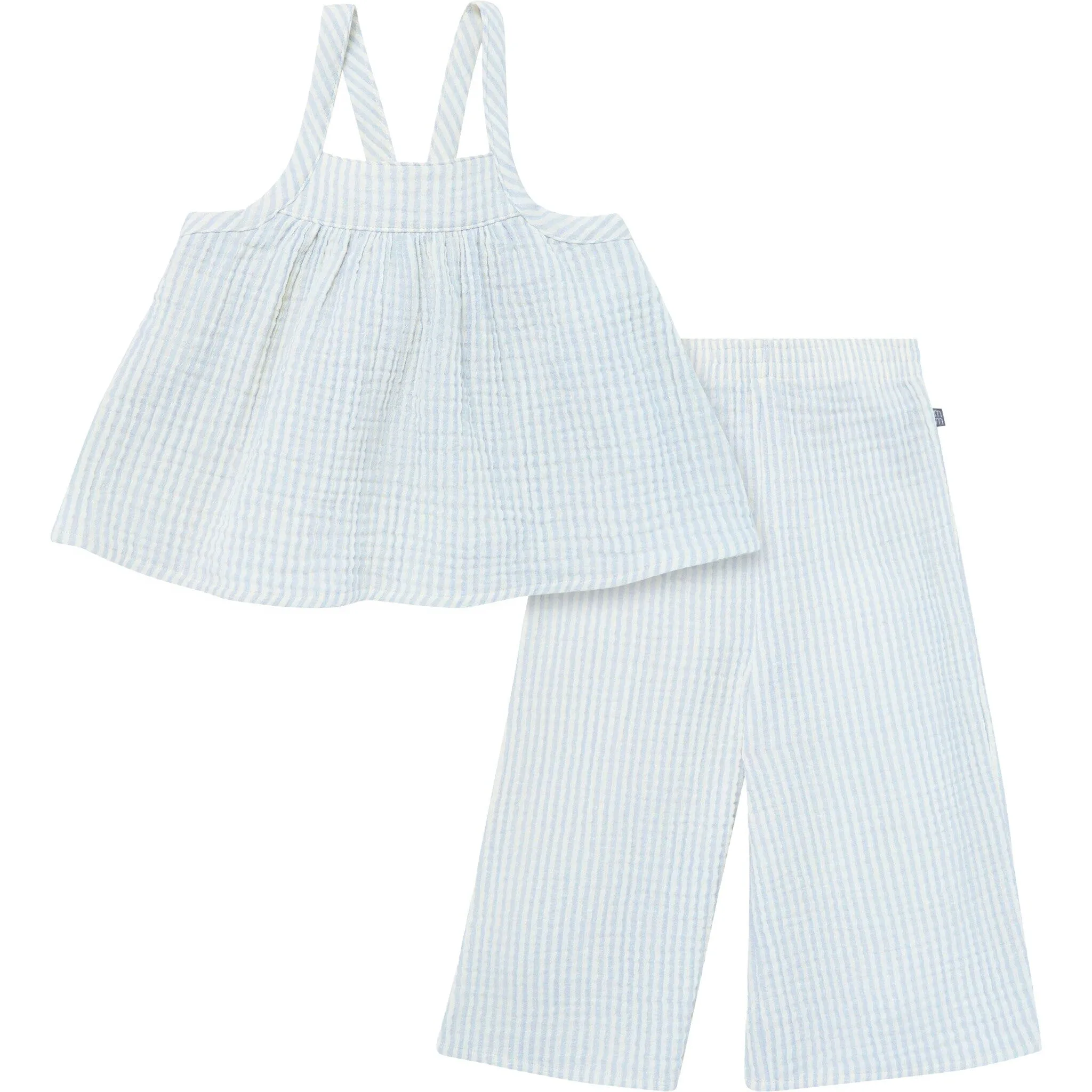 2-Piece Infant & Toddler Girls Light Blue Stripe Cropped Pants Set Gerber Childrenswea