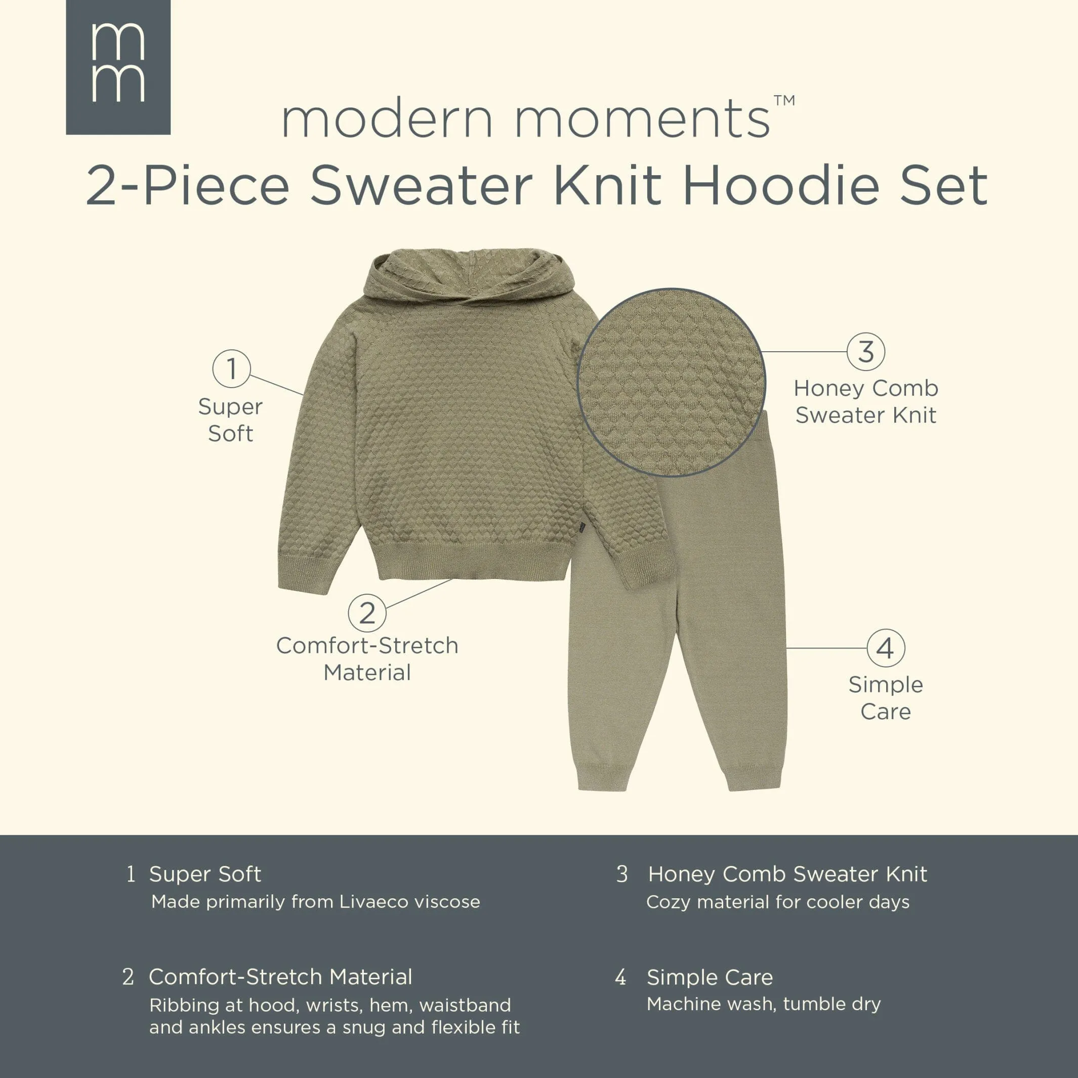 2-Piece Infant & Toddler Girls Medium Green Sweater Knit Hoodie Set Gerber Childrenswea