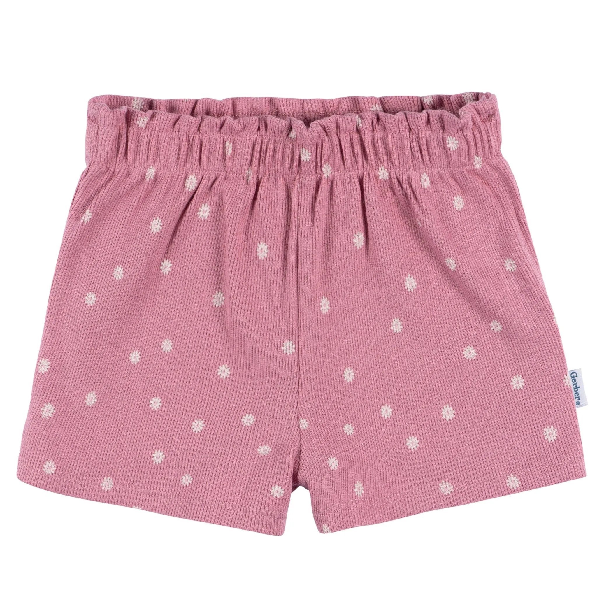 2-Piece Infant & Toddler Girls Pink Flower Shirt and Shorts Set Gerber Childrenswea