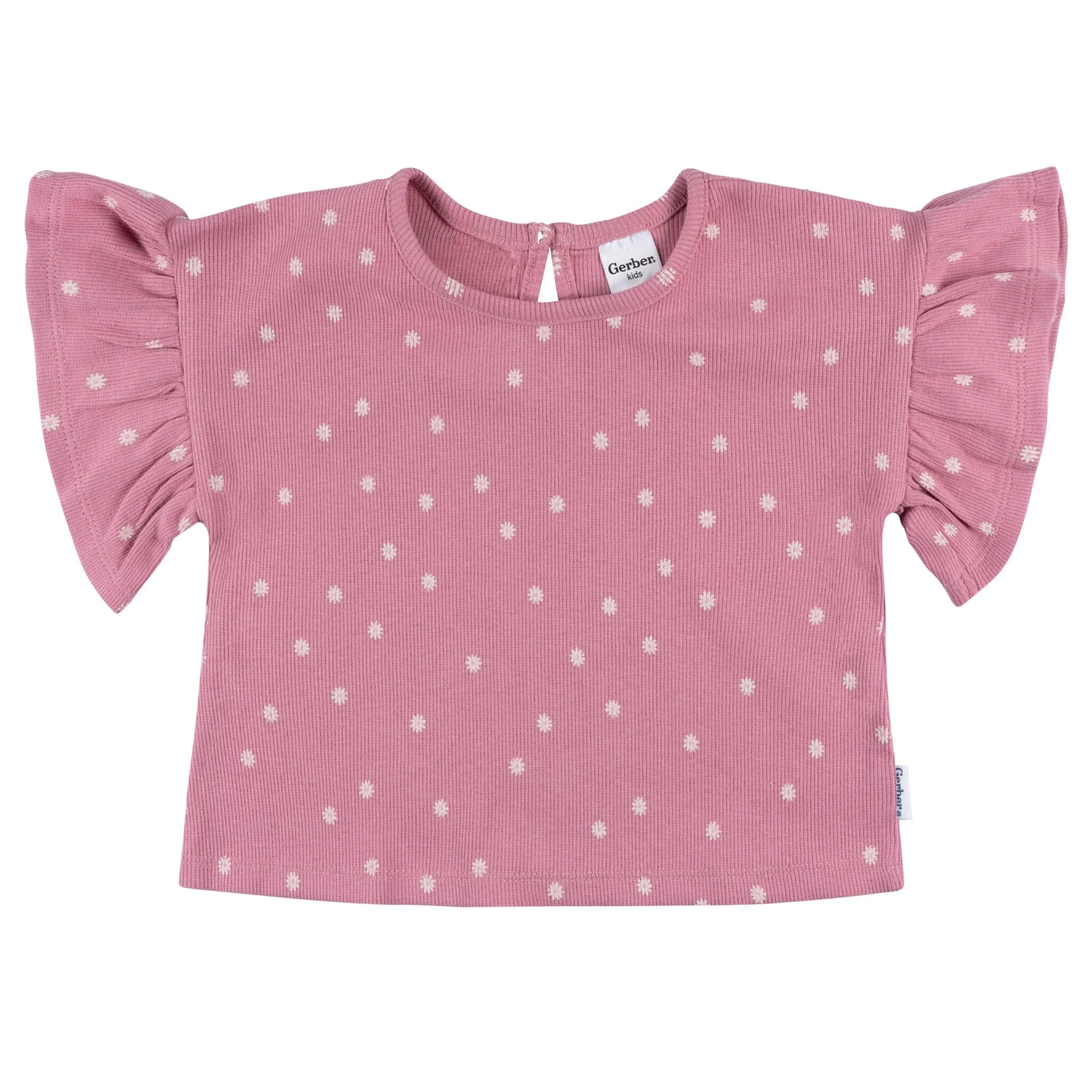 2-Piece Infant & Toddler Girls Pink Flower Shirt and Shorts Set Gerber Childrenswea