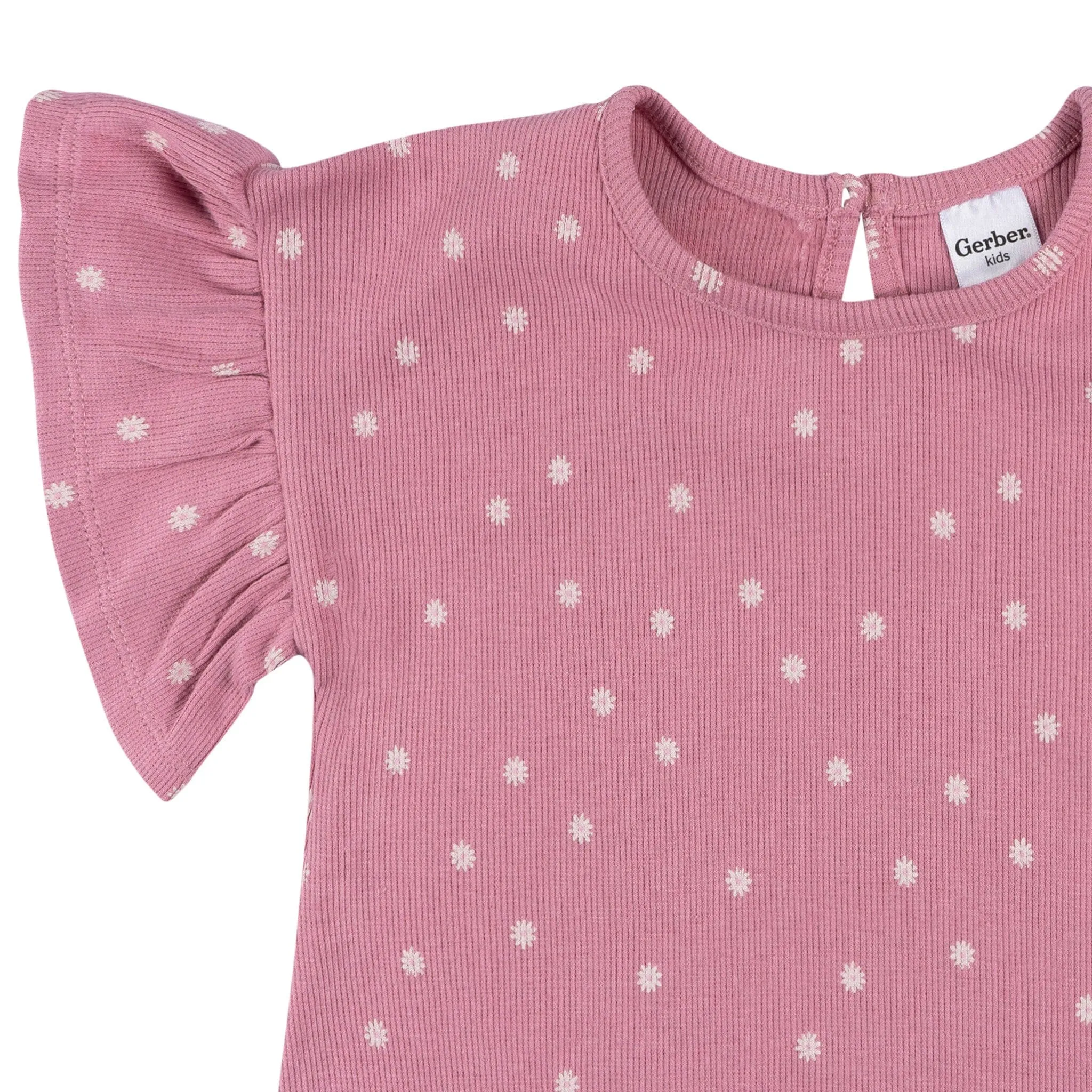 2-Piece Infant & Toddler Girls Pink Flower Shirt and Shorts Set Gerber Childrenswea