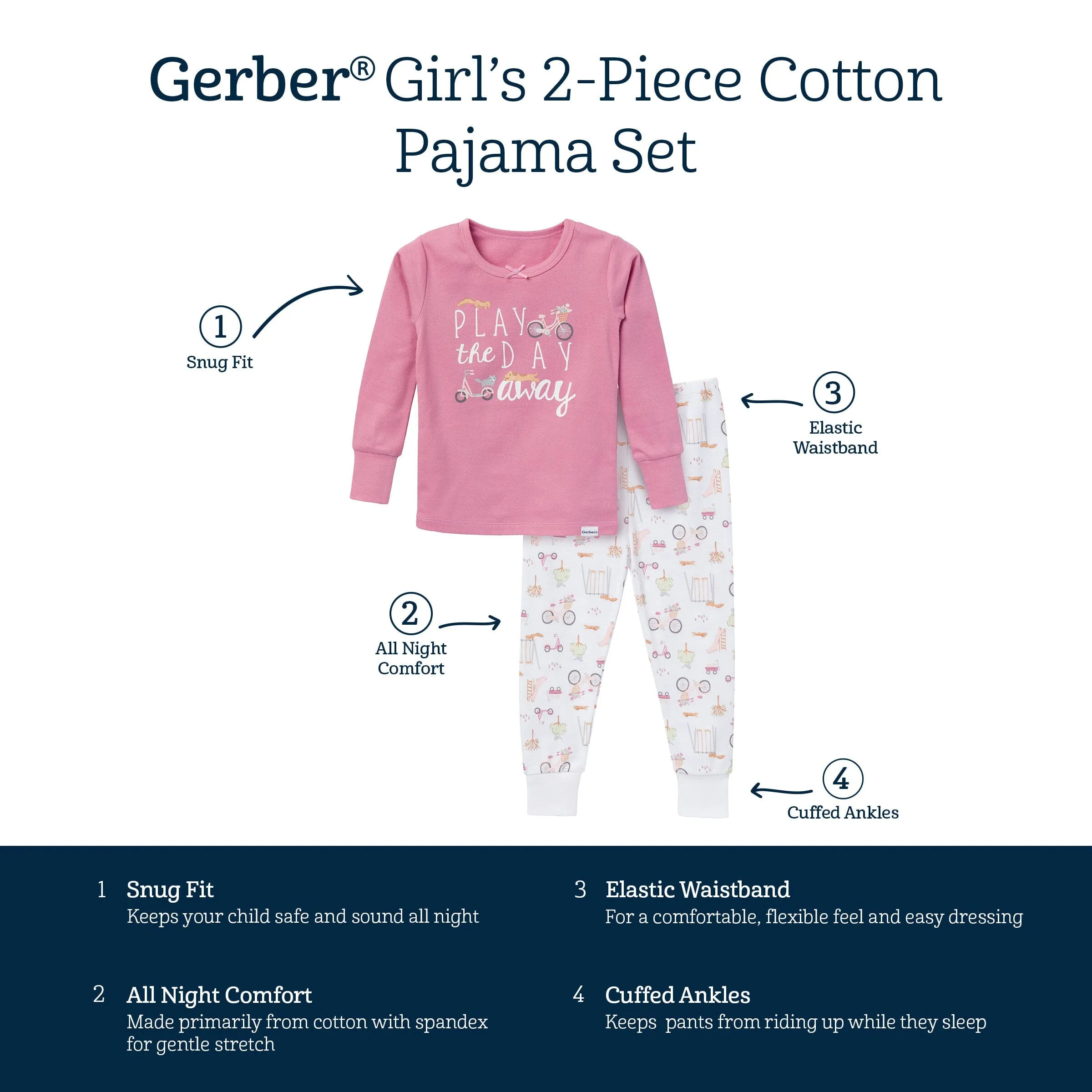 2-Piece Infant & Toddler Girls Playground Long Sleeve Pajama Set Gerber Childrenswea