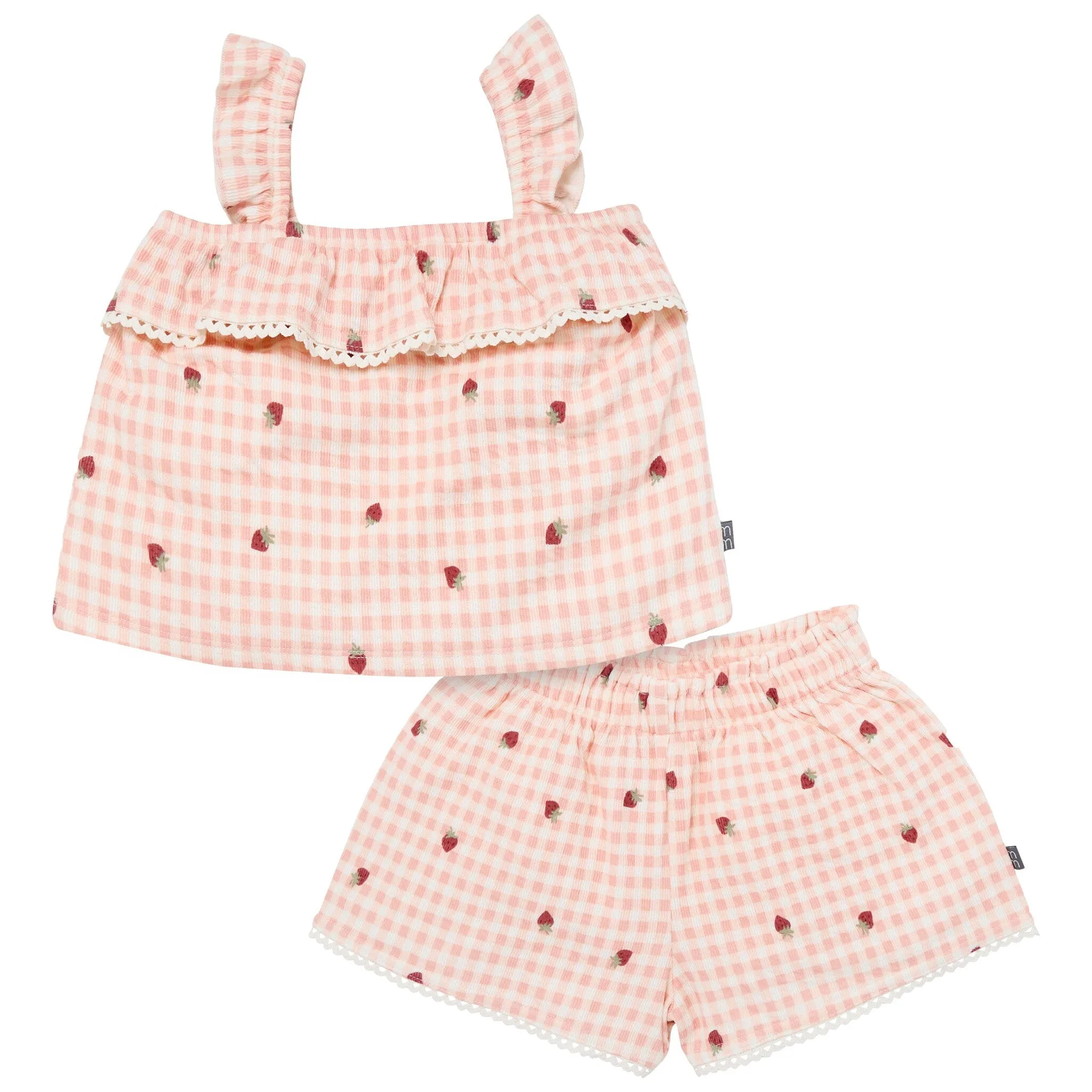 2-Piece Infant & Toddler Girls Rose Strawberry Gingham Top and Shorts Set Gerber Childrenswea