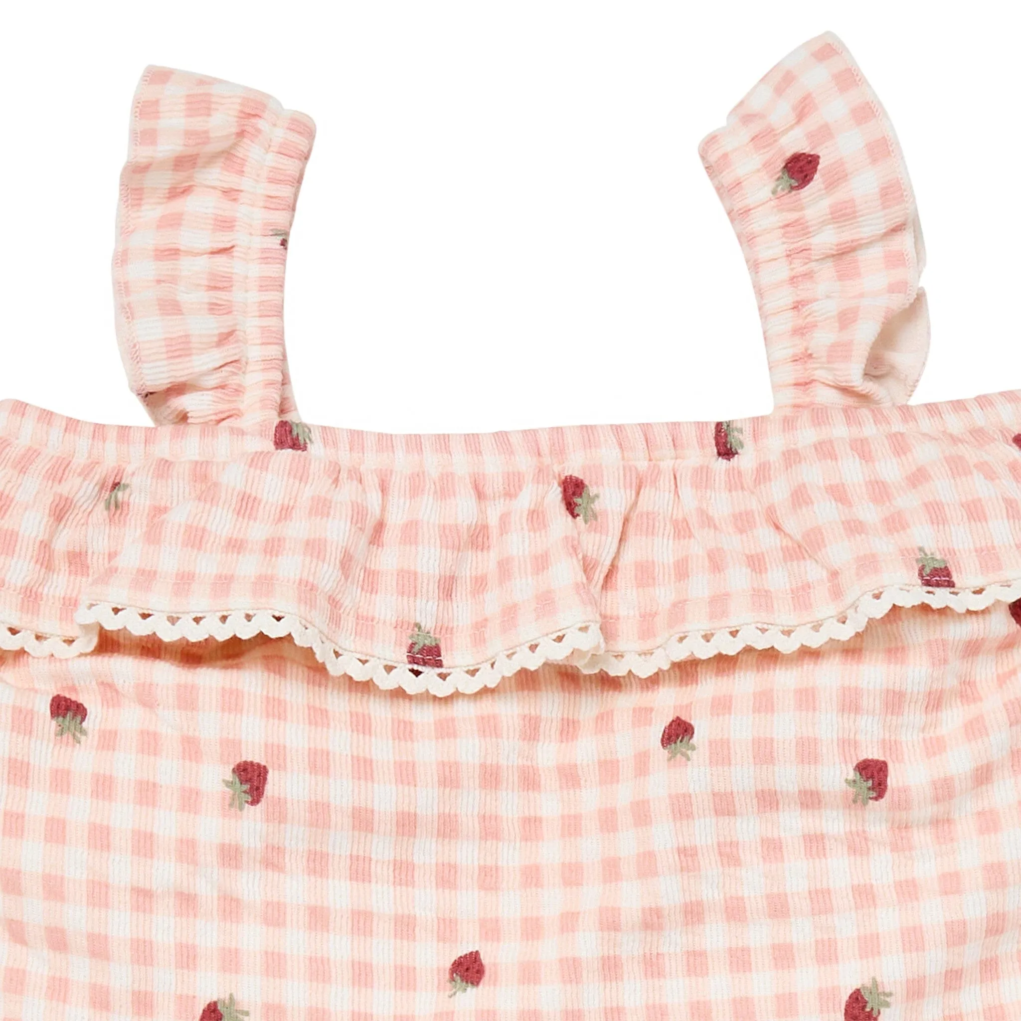2-Piece Infant & Toddler Girls Rose Strawberry Gingham Top and Shorts Set Gerber Childrenswea