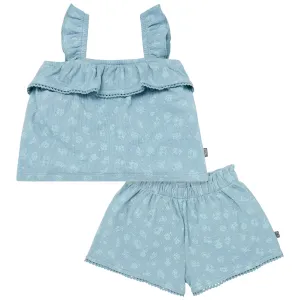 2-Piece Infant & Toddler Girls Teal Floral Top and Shorts Set Gerber Childrenswea