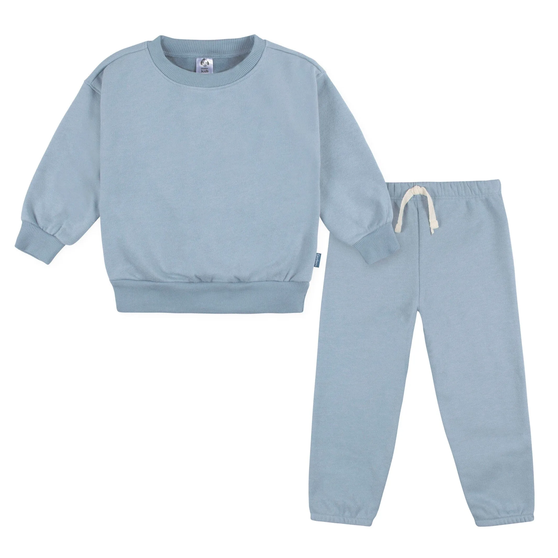 2-Piece Infant & Toddler Neutral Blue Sweatshirt & Pant Set Gerber Childrenswea