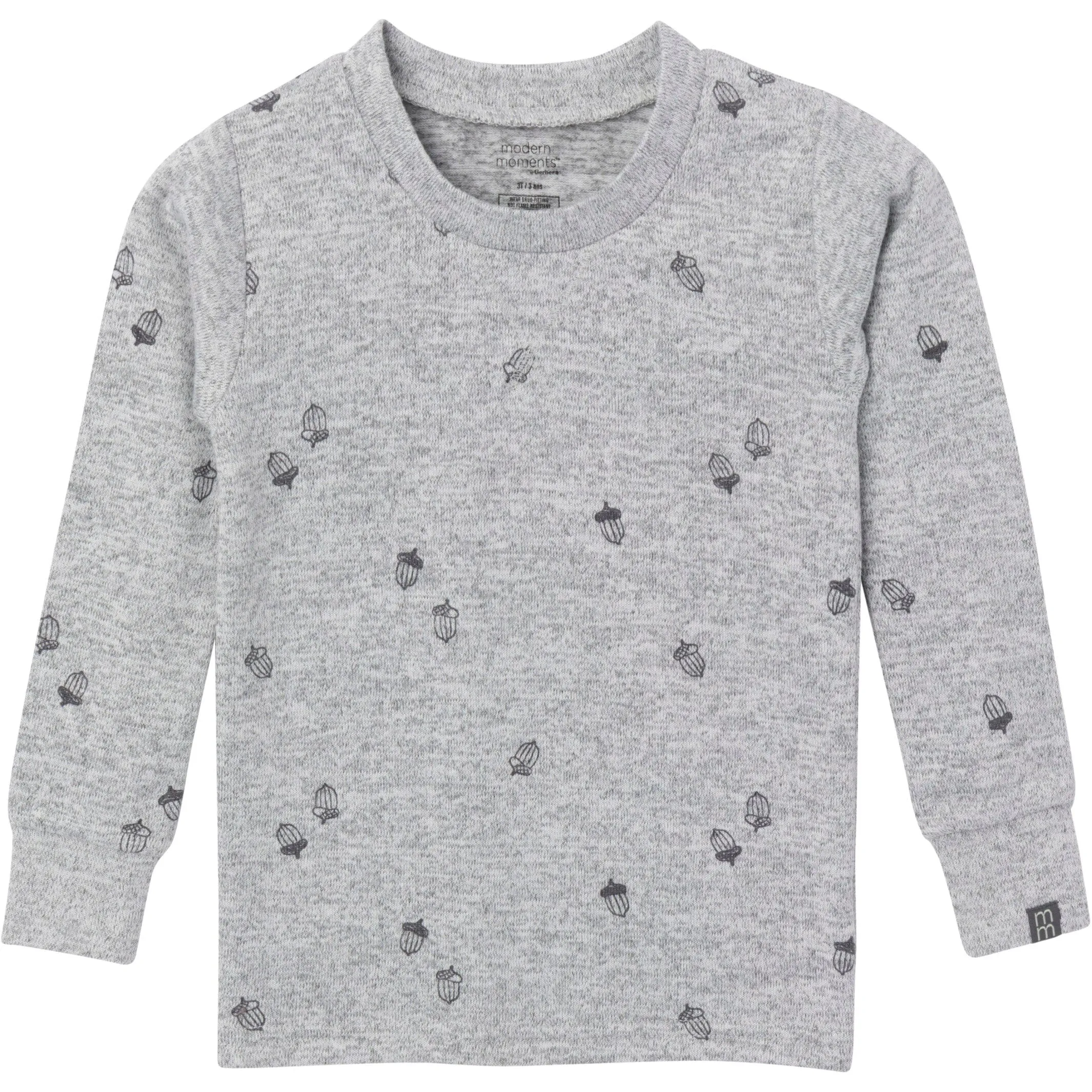 2-Piece Infant & Toddler Neutral Grey Heather Acorn Hacci Pajama Set Gerber Childrenswea