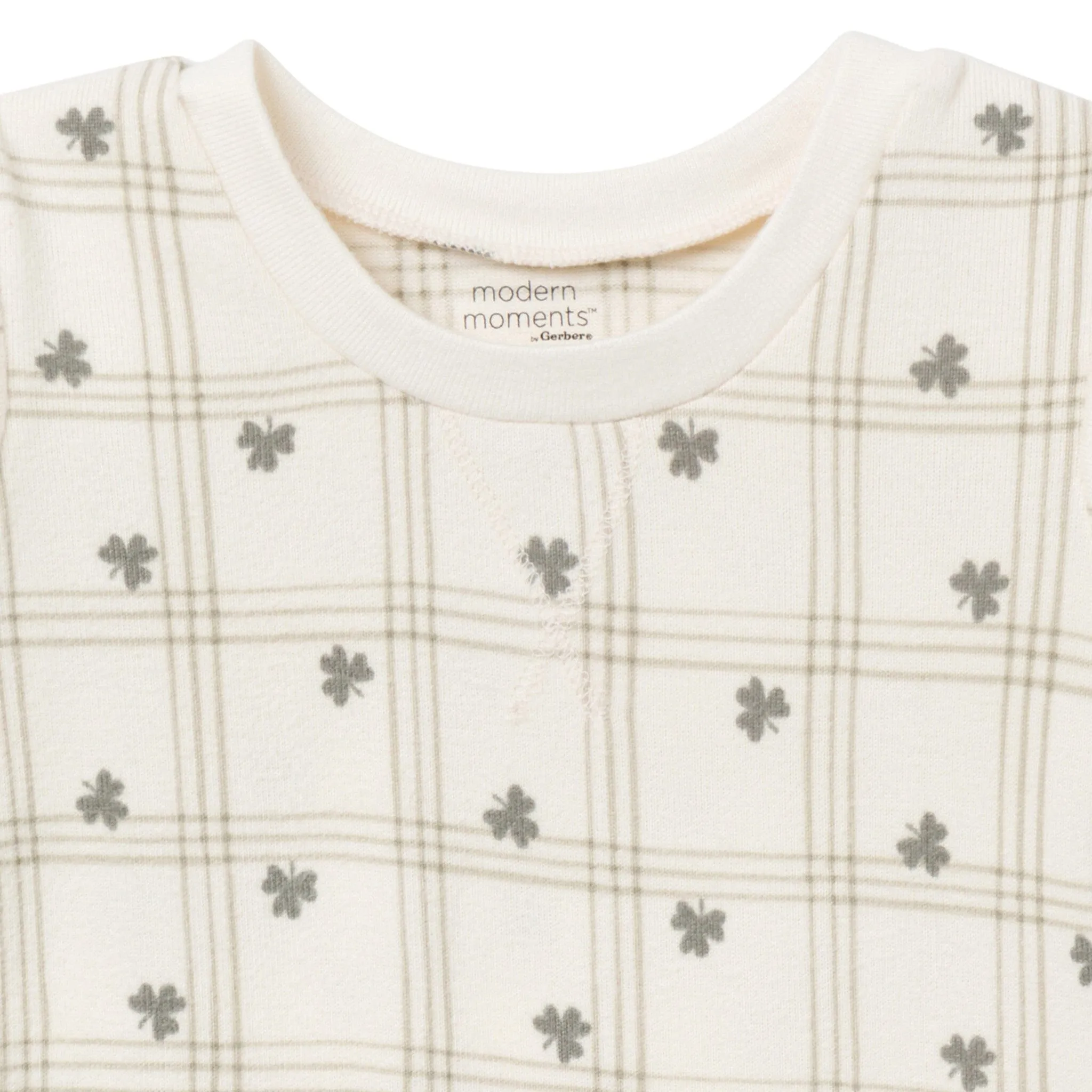 2-Piece Infant & Toddler Neutral Ivory Shamrock Snug Fitting Pajamas Set Gerber Childrenswea