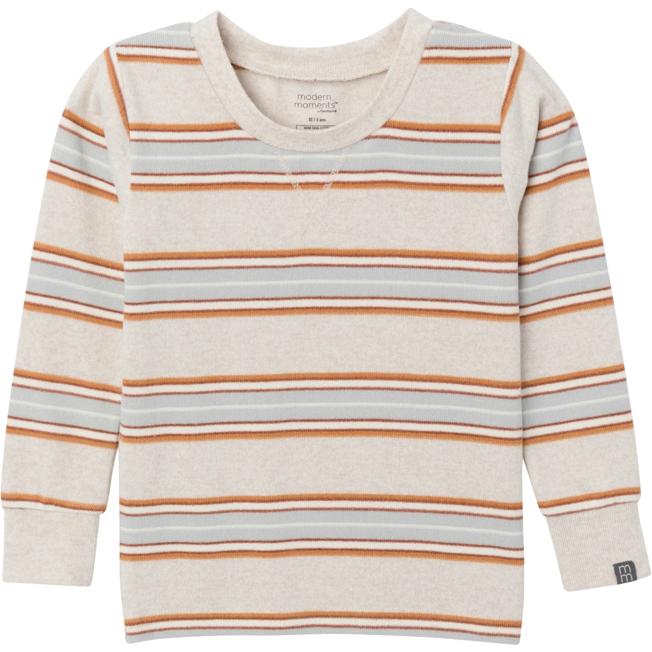 2-Piece Infant & Toddler Neutral Oatmeal Heather Stripe Hacci Pajama Set Gerber Childrenswea