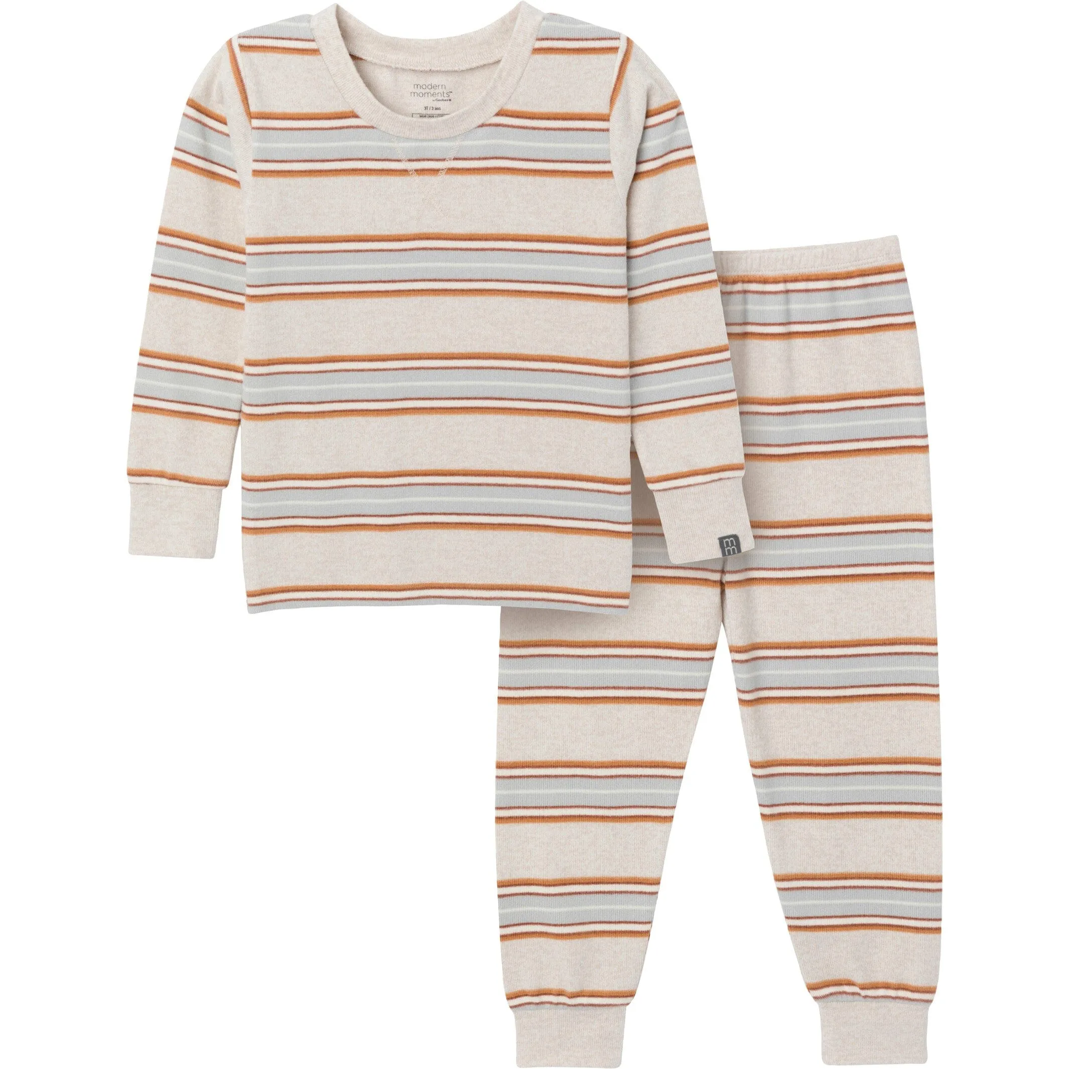 2-Piece Infant & Toddler Neutral Oatmeal Heather Stripe Hacci Pajama Set Gerber Childrenswea