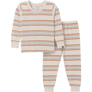 2-Piece Infant & Toddler Neutral Oatmeal Heather Stripe Hacci Pajama Set Gerber Childrenswea