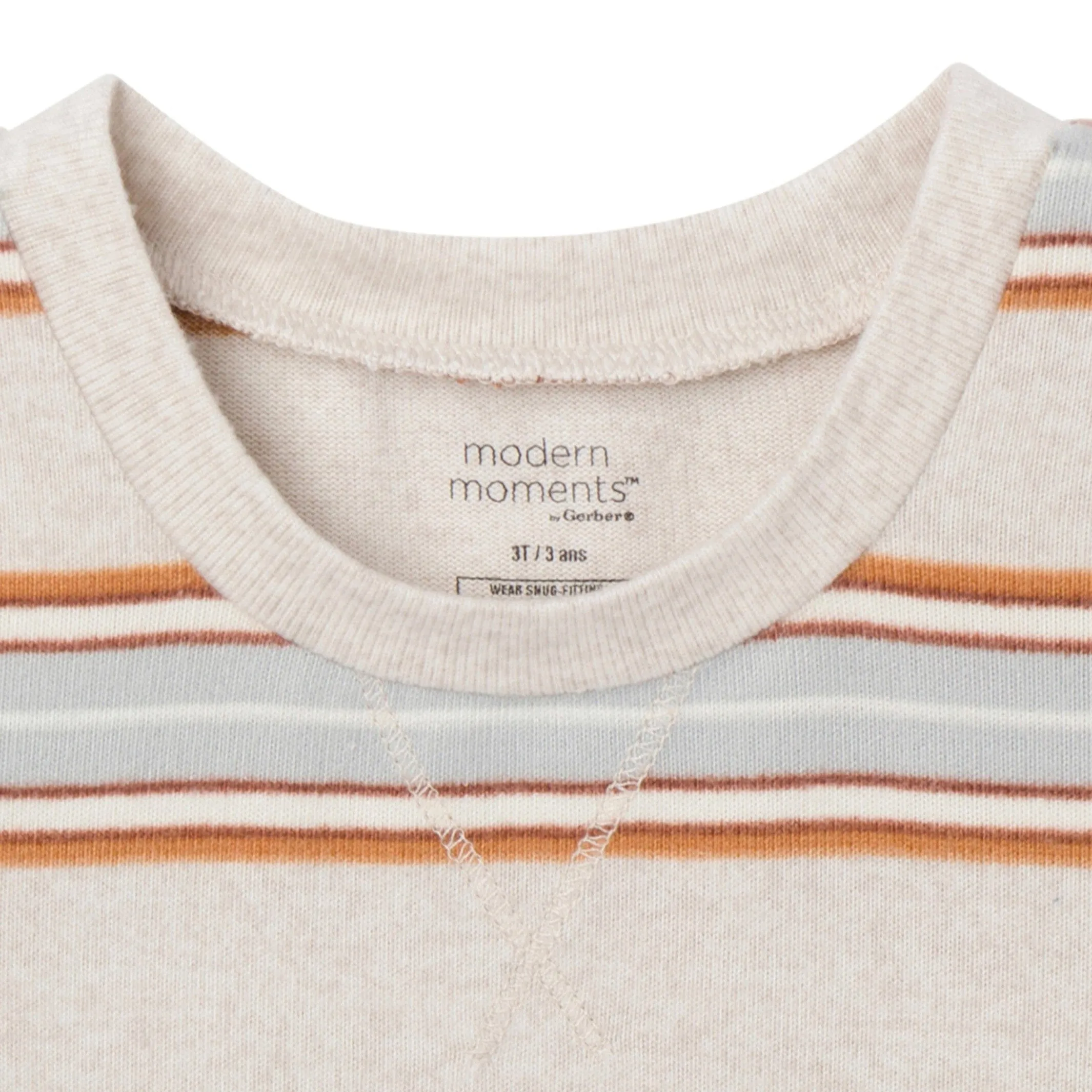 2-Piece Infant & Toddler Neutral Oatmeal Heather Stripe Hacci Pajama Set Gerber Childrenswea