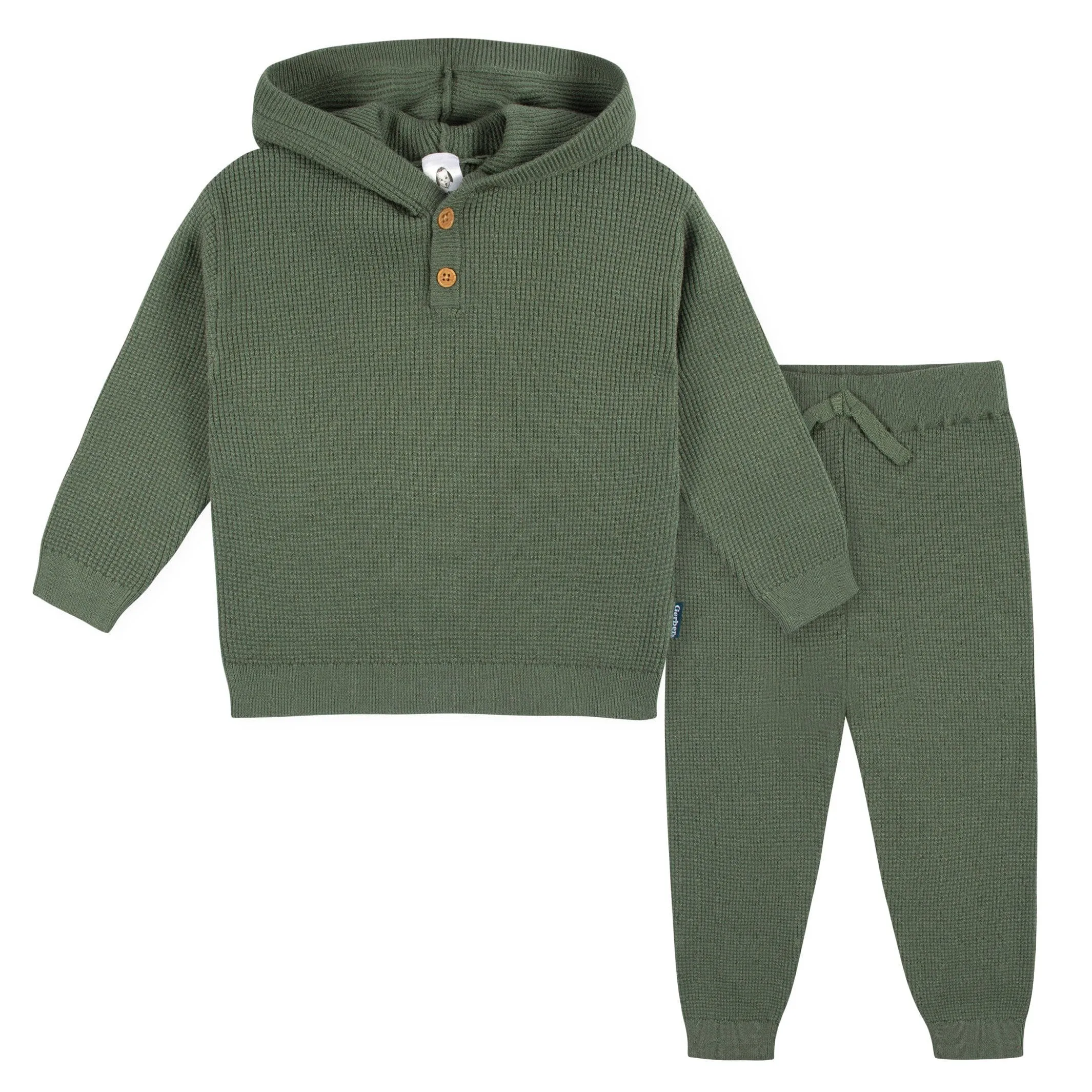 2-Piece Infant and Toddler Boys Olive Green Sweater Knit Set Gerber Childrenswea