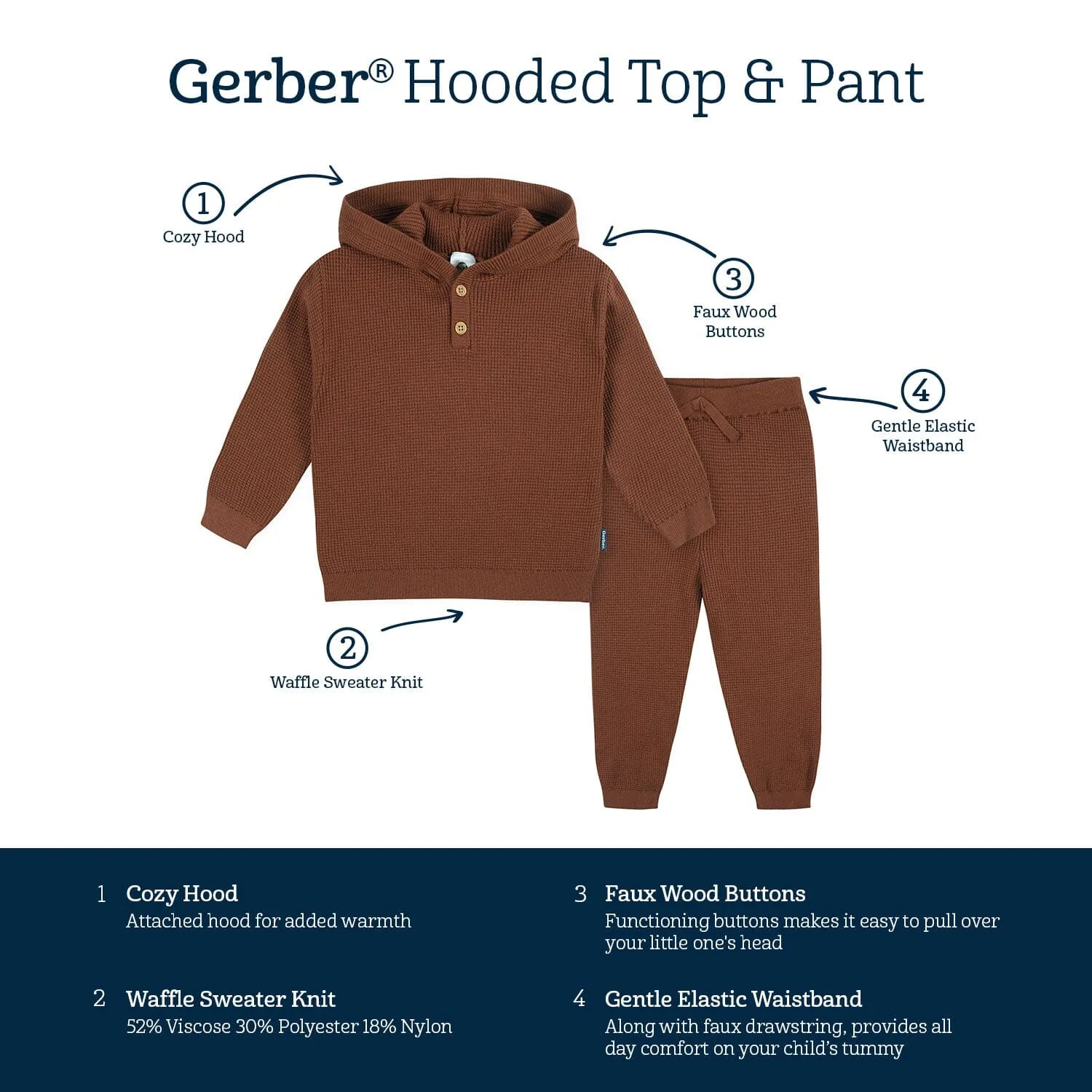 2-Piece Infant and Toddler Boys Rust Sweater Knit Set Gerber Childrenswea