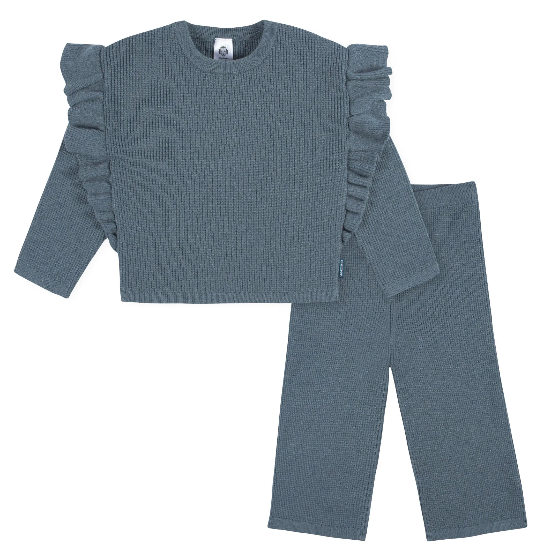 2-Piece Infant and Toddler Girls Teal Sweater Knit Set Gerber Childrenswea