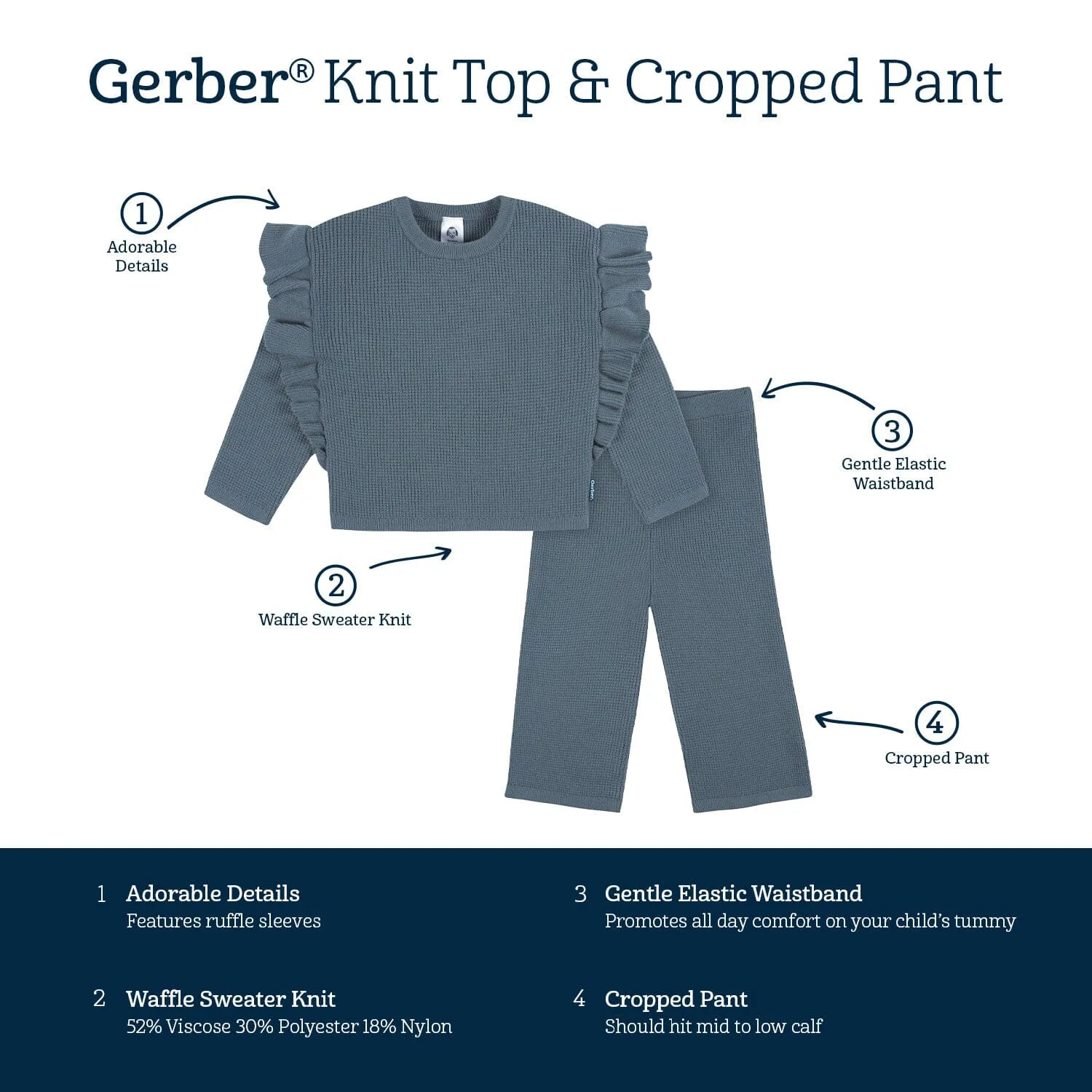 2-Piece Infant and Toddler Girls Teal Sweater Knit Set Gerber Childrenswea