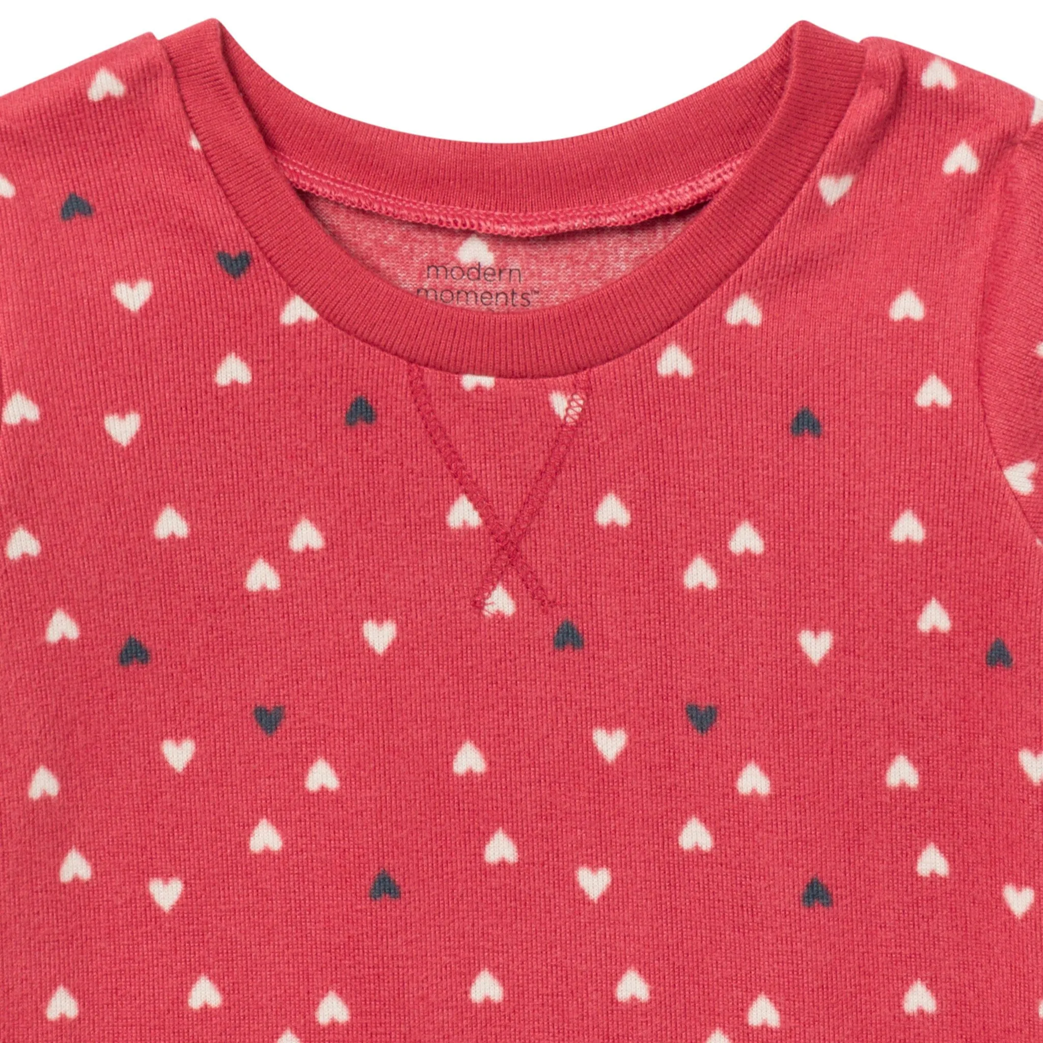 2-Piece Infant and Toddler Neutral Red Hearts Snug Fitting Pajamas Gerber Childrenswea