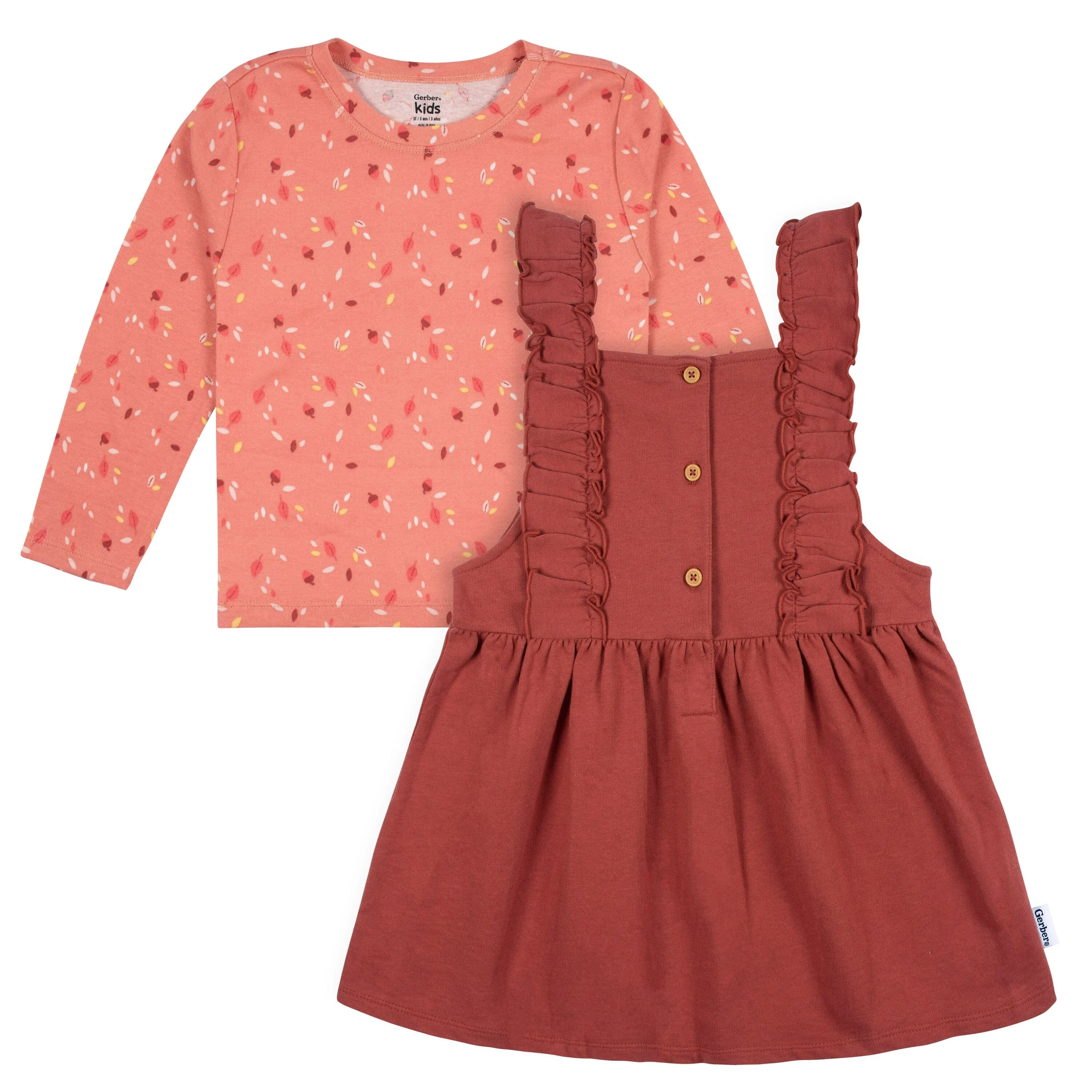 2-Piece Infant Girls Orange Leaves Jumper & Top Set Gerber Childrenswea