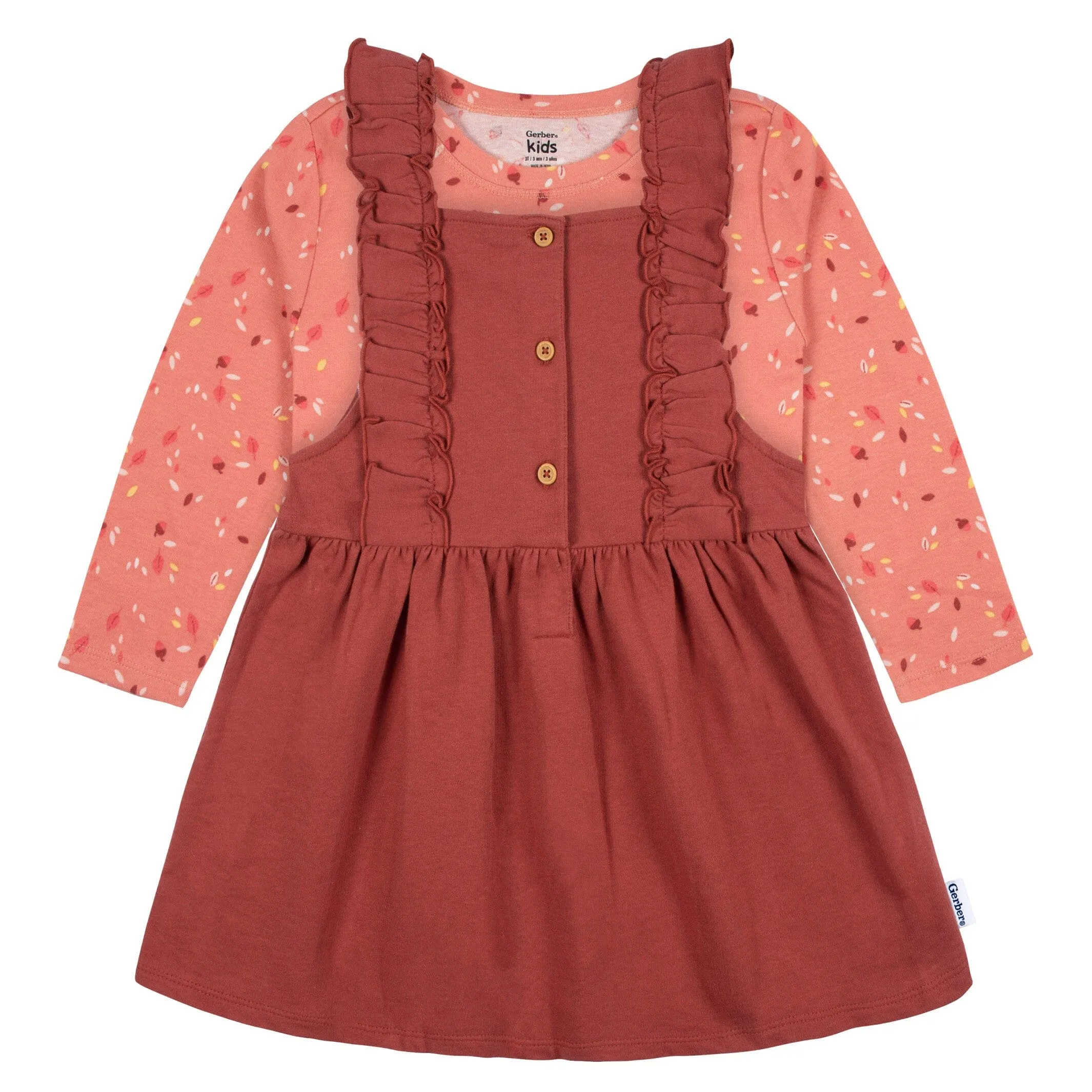 2-Piece Infant Girls Orange Leaves Jumper & Top Set Gerber Childrenswea