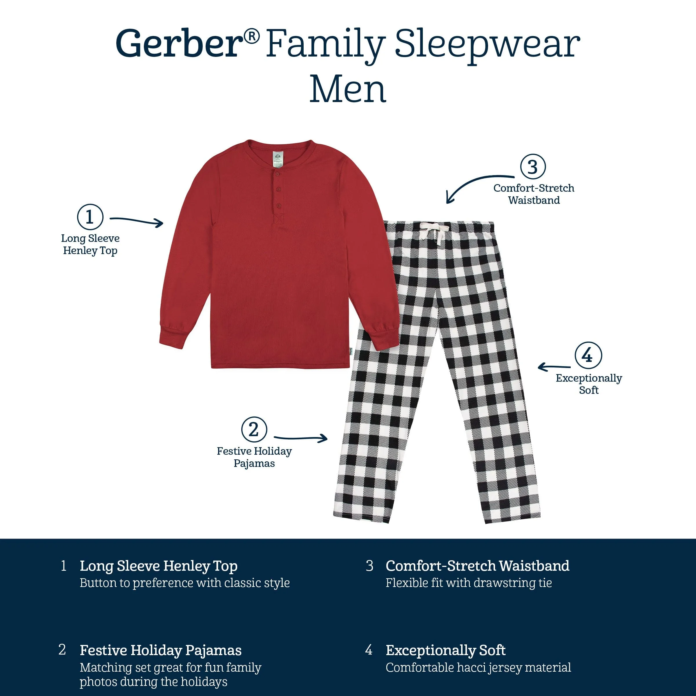 2-Piece Men's Buffalo Plaid Hacci Pajama Set Gerber Childrenswea