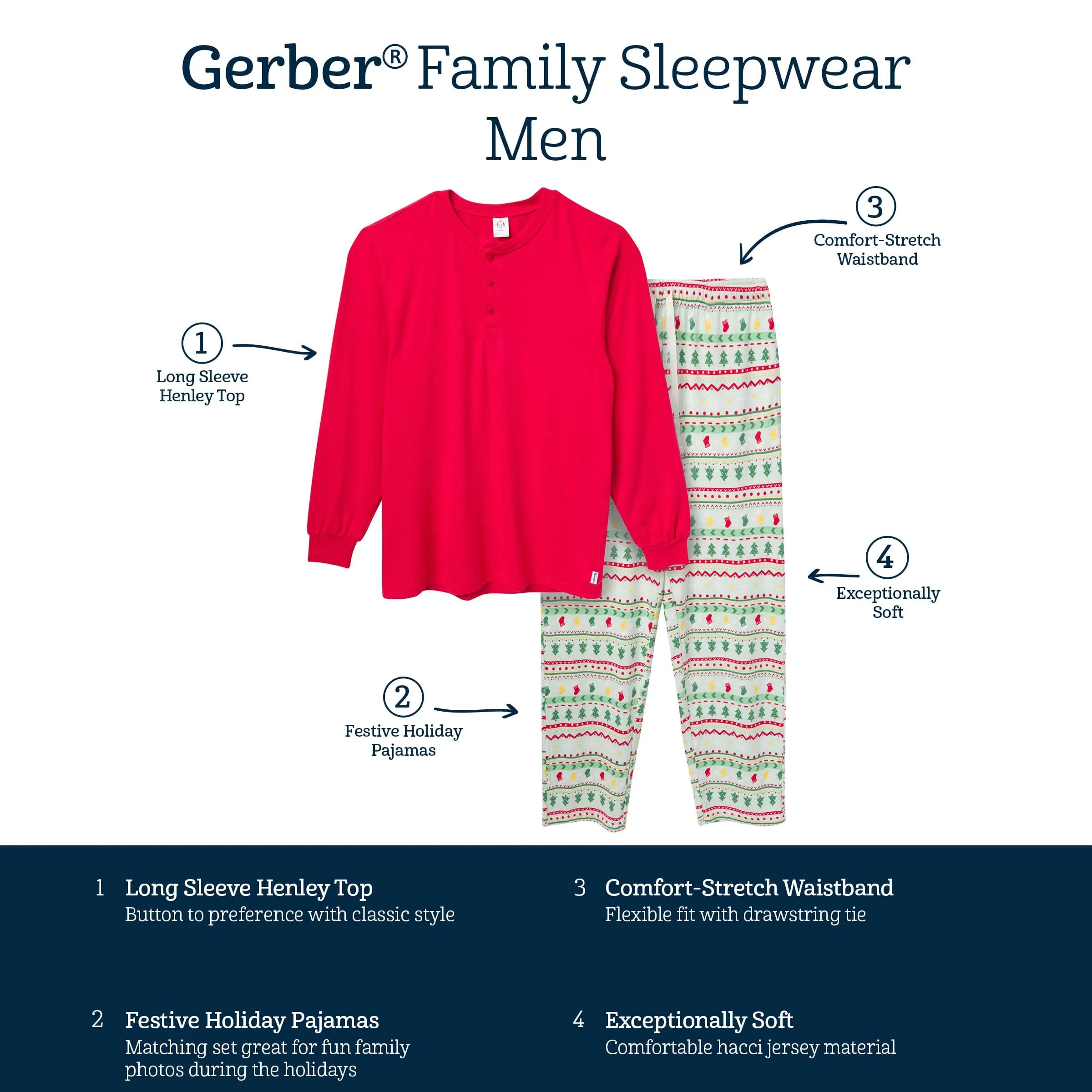 2-Piece Men's Oh What Fun Fair Isle Hacci Pajama Set Gerber Childrenswea