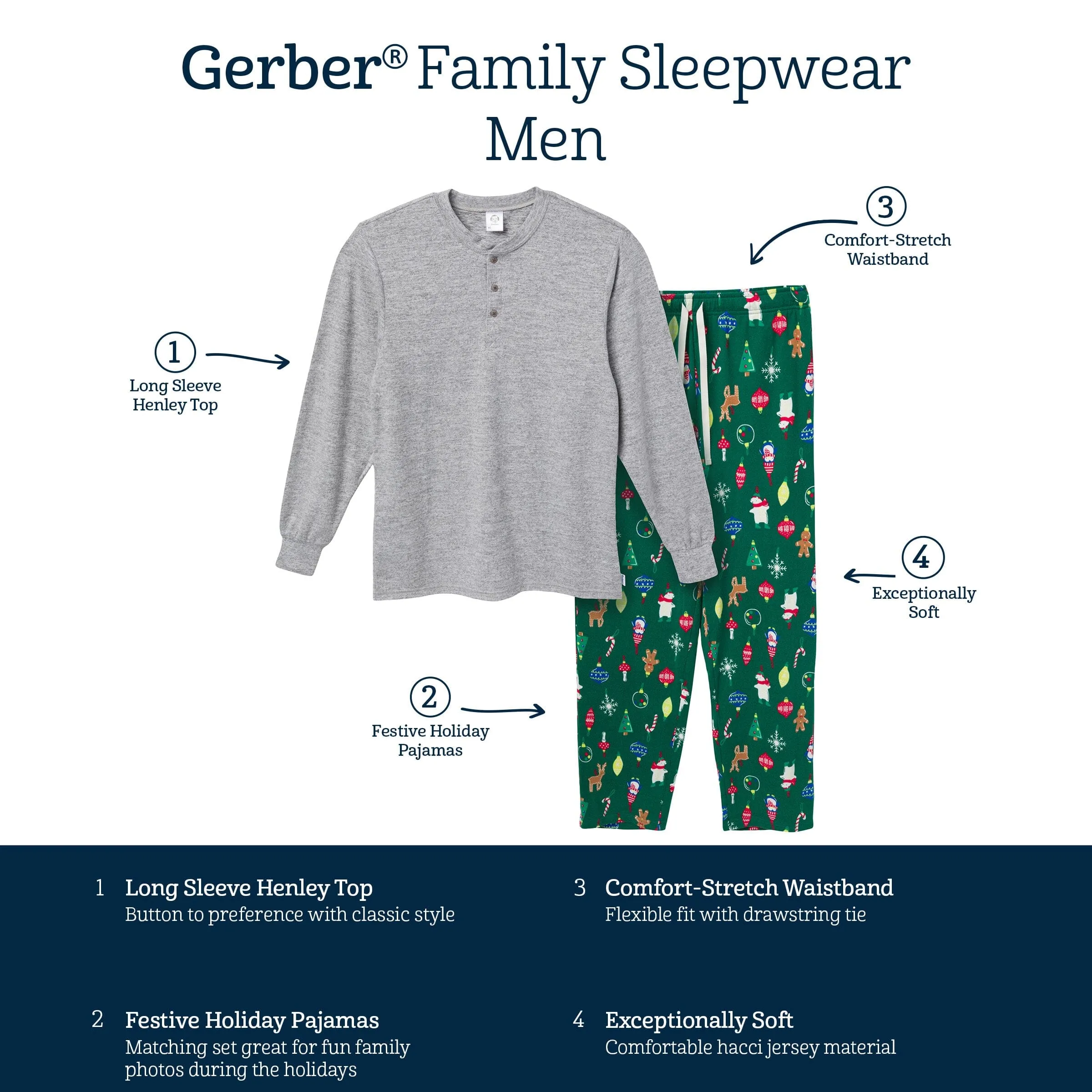 2-Piece Men's Ornaments Hacci Pajama Set Gerber Childrenswea