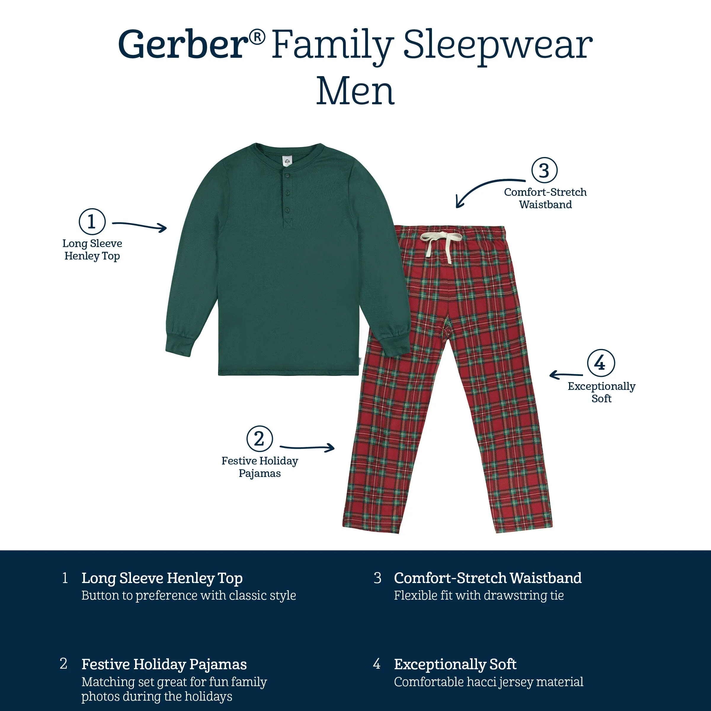 2-Piece Men's Stewart Plaid Hacci Pajama Set Gerber Childrenswea