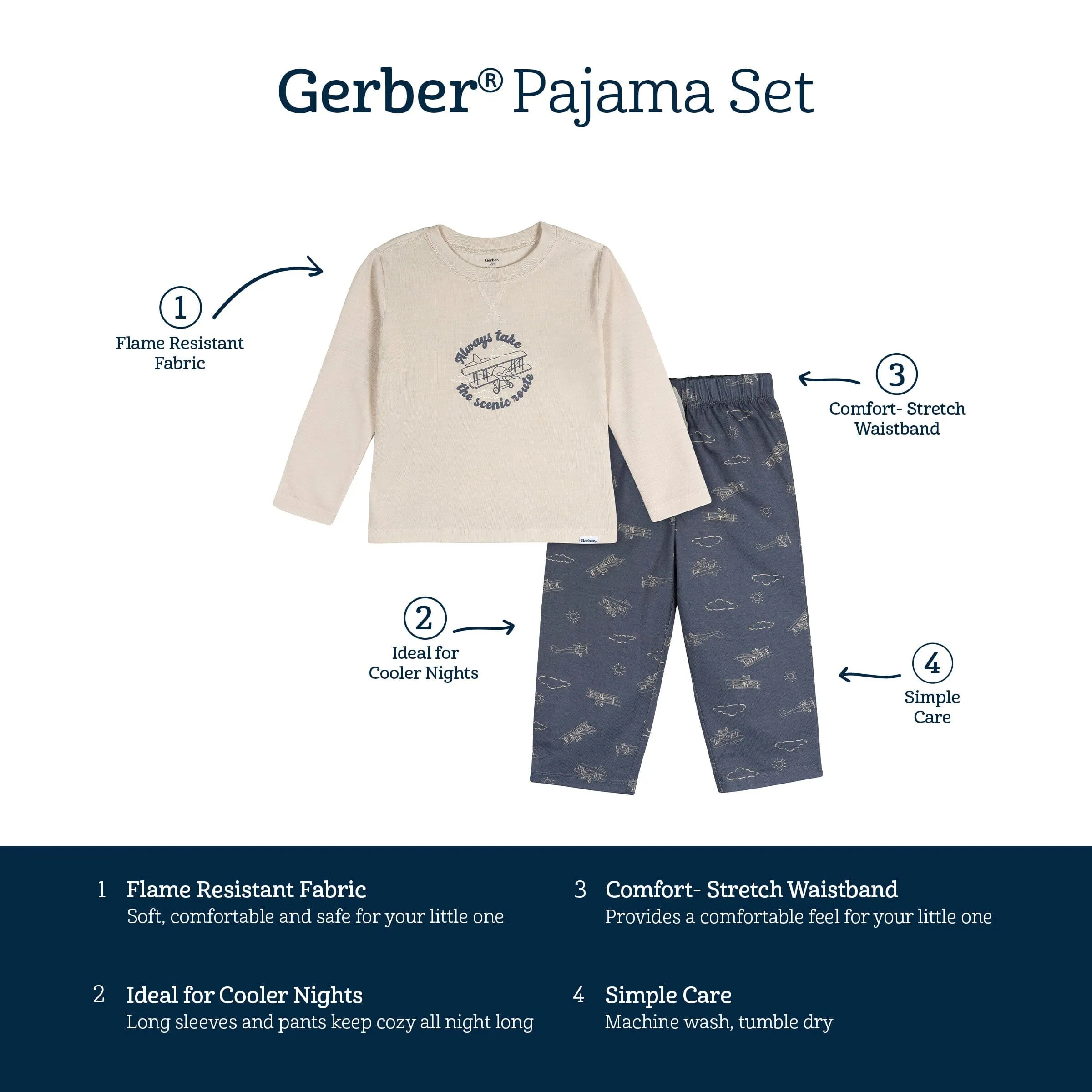 2-Piece Toddler Boys Airplane Pajama Set Gerber Childrenswea