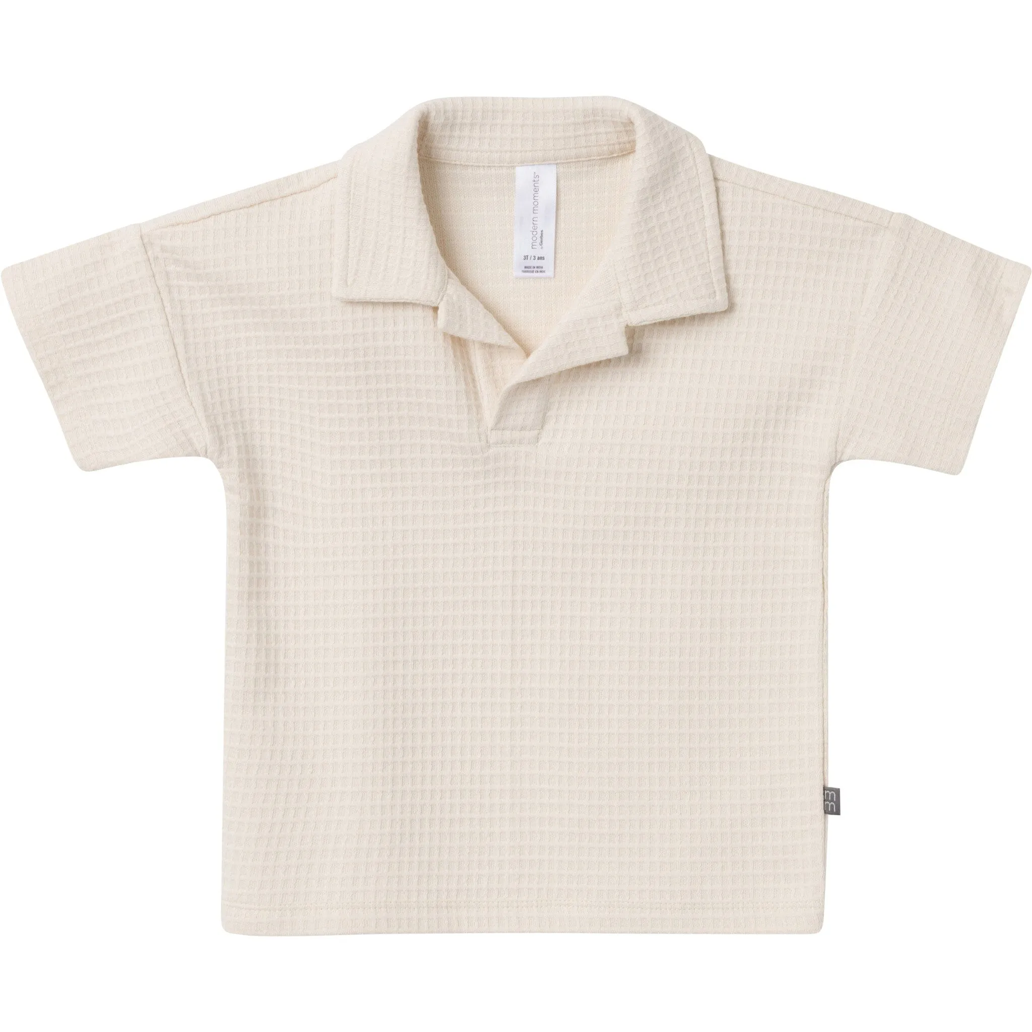 2-Piece Toddler Boys Beige Johnny Collar Shirt and Shorts Set Gerber Childrenswea
